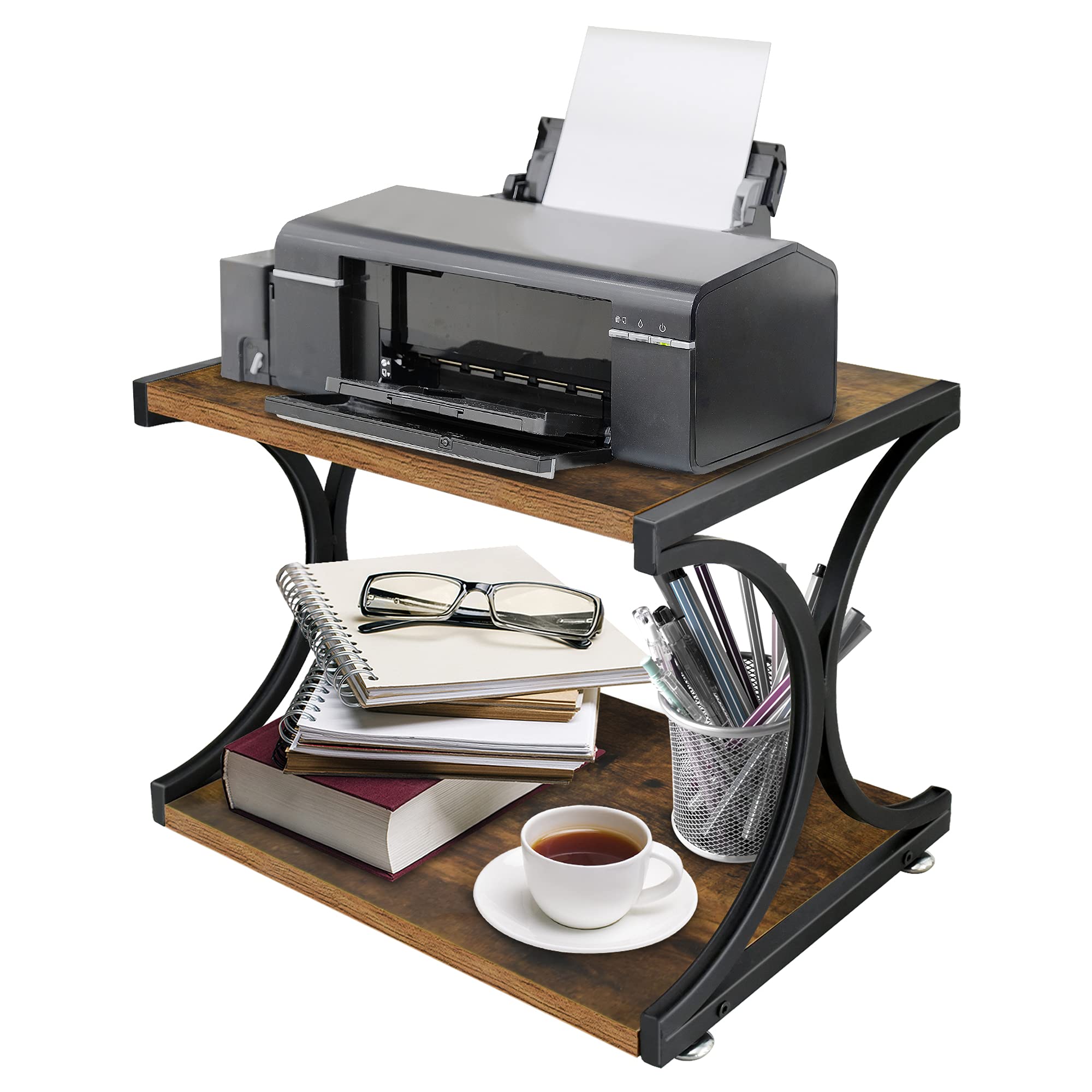 Buy Rustic Wood Printer Stand and Desktop Organizer, Desktop Printer
