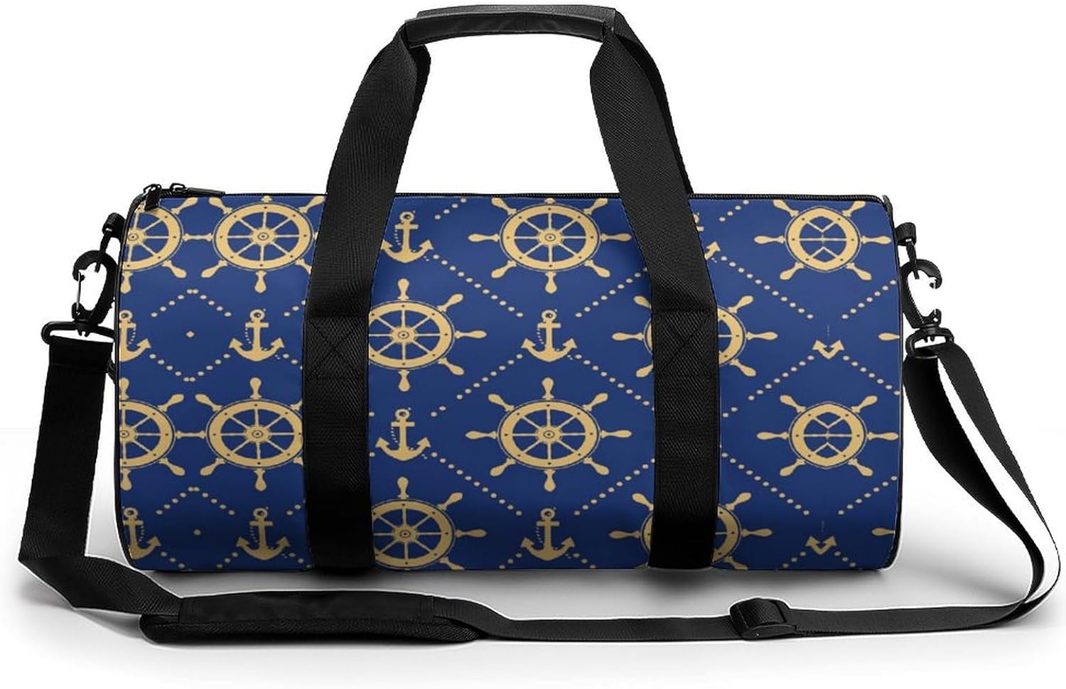 Sailing Nautical Wheels Gym Sport Bag Travel Duffle Backpack Weekender Overnight with Shoes Compartment for Women Men