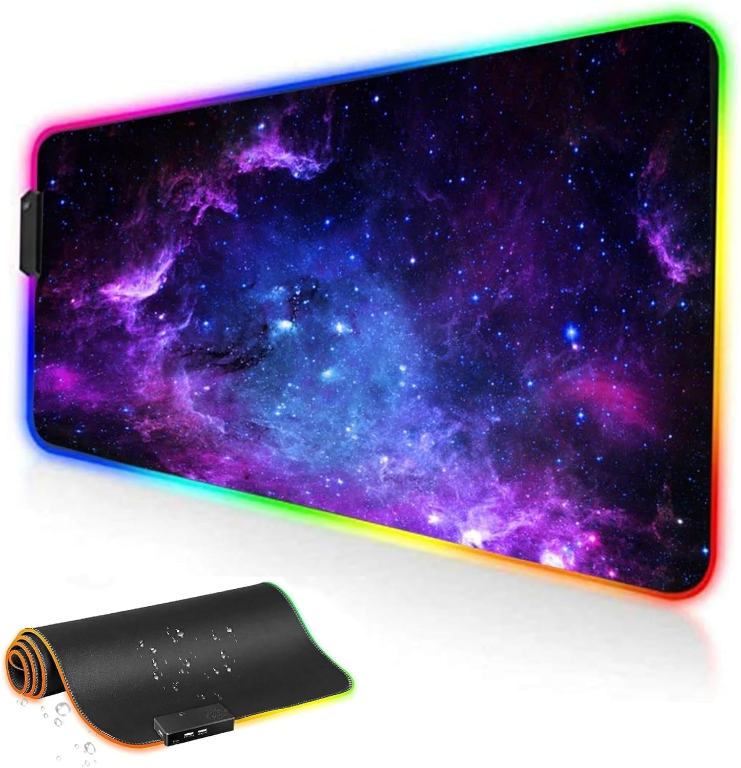 RGB Tappetino Mouse Gaming - Grande Tappetino per Mouse LED XXL 800x300mm, 12 RGB Effetti Luce Mouse Pad da Gioco Base di Gomma Antiscivolo per Tastiera, Laptop,Computer, PC, Gamer
