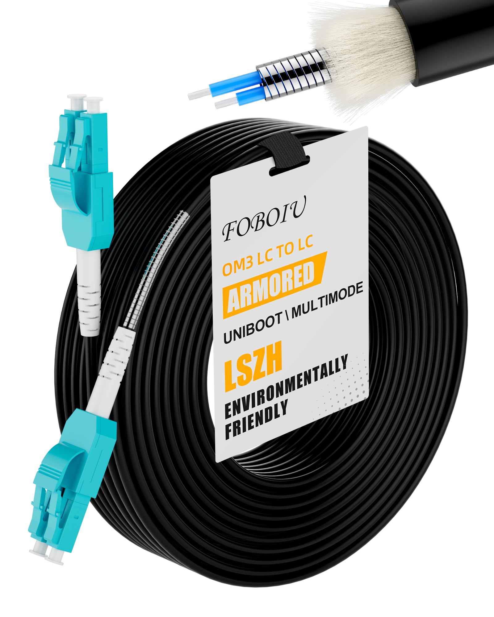 Uniboot Câble fibre optique d'extérieur OM3 75 m LSZH pour émetteurs-récepteurs SFP+
