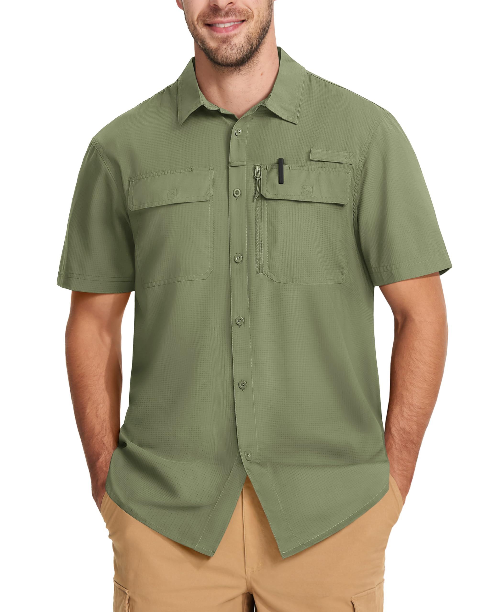 MAGCOMSEN Men's Fishing Shirts UPF 50+ Short Sleeve Sun Protection Shirts