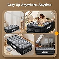 Vista 9 de Colchón de aire individual con bomba integrada, colchón inflable elevado de 18 pulgadas, colchón inflable en 2 minutos, colchón de aire individual