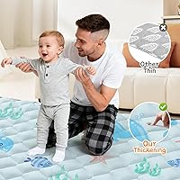 Vista 4 de Tapete de juego para bebé de 65 x 50 pulgadas, tapete de juego grueso y suave acolchado para corral de juegos para bebés, tapete de juego grande