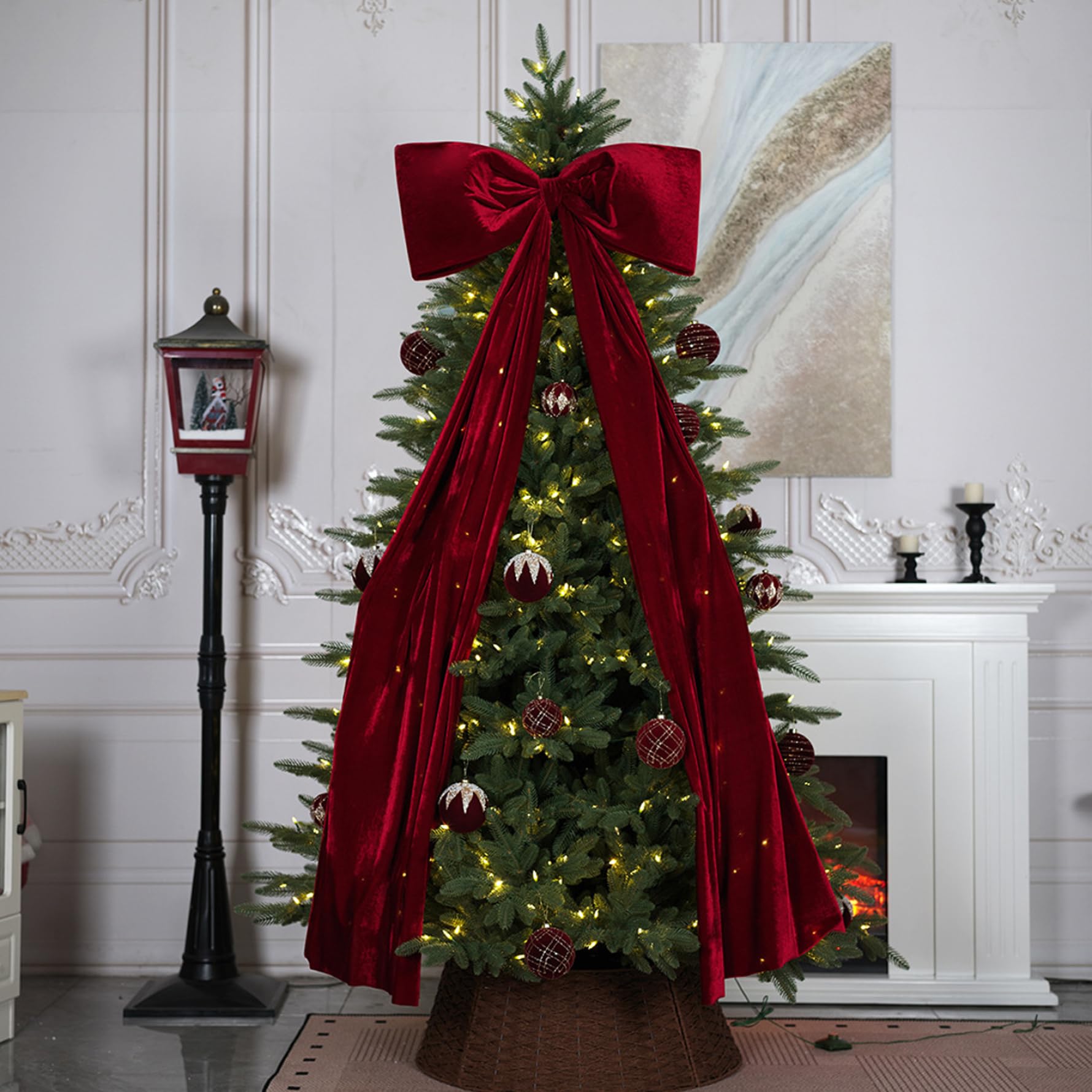 Weihnachtsbaumspitze-Schleife, 71 x 28, extra große rote Samtschleifen für Zuhause, Weihnachtsbaumspitze, Wand, Zimmer, Party, Urlaub, Dekoration, Zubehör