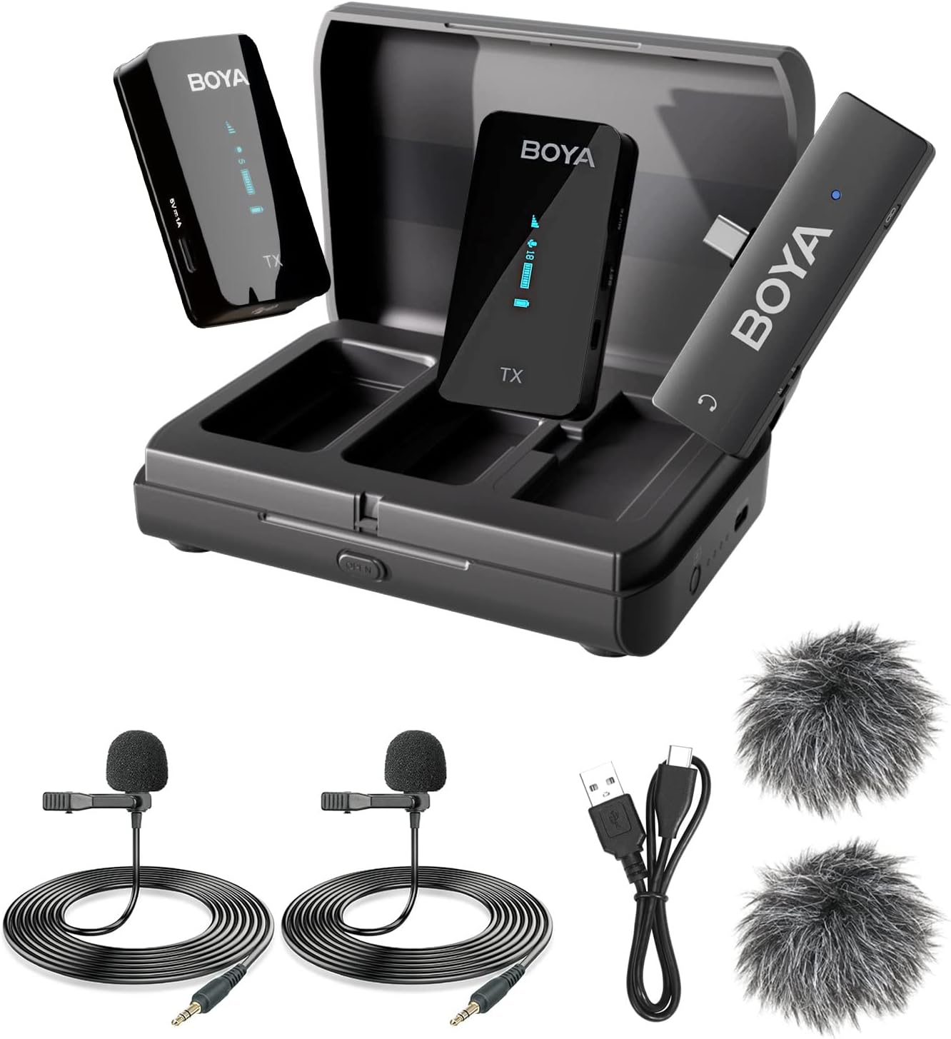 BOYA Wireless Lavalier Microphone for Android USB-C Phone by-XM6 K6 Noise Cancellation Plug Play Type-C Microphones for iPhone 15 Clip On Lapel Mic for Video Recording Interview YouTube Streaming