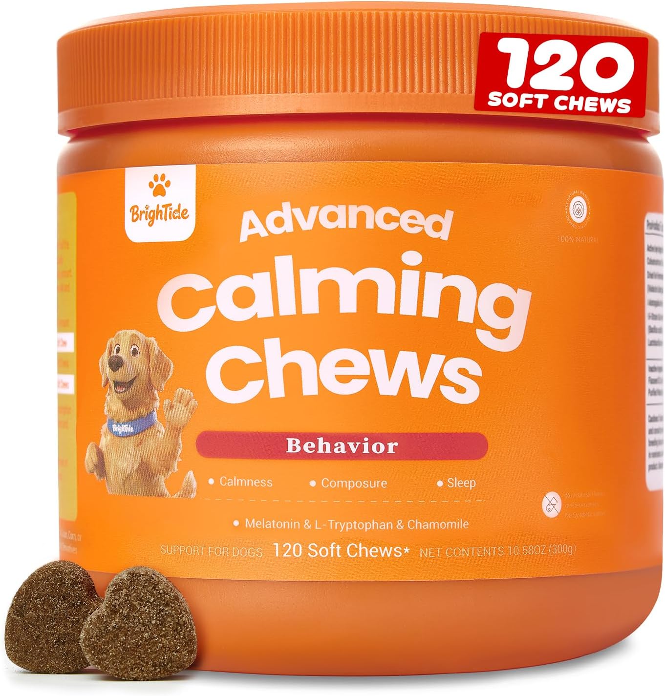 Dog Calming Chews, Bacon Flavor - Calming Treats for Dogs for Separation Anxiety | Anxiety Relief for All Breeds, Puppies & Adult Dogs, 120 Count
