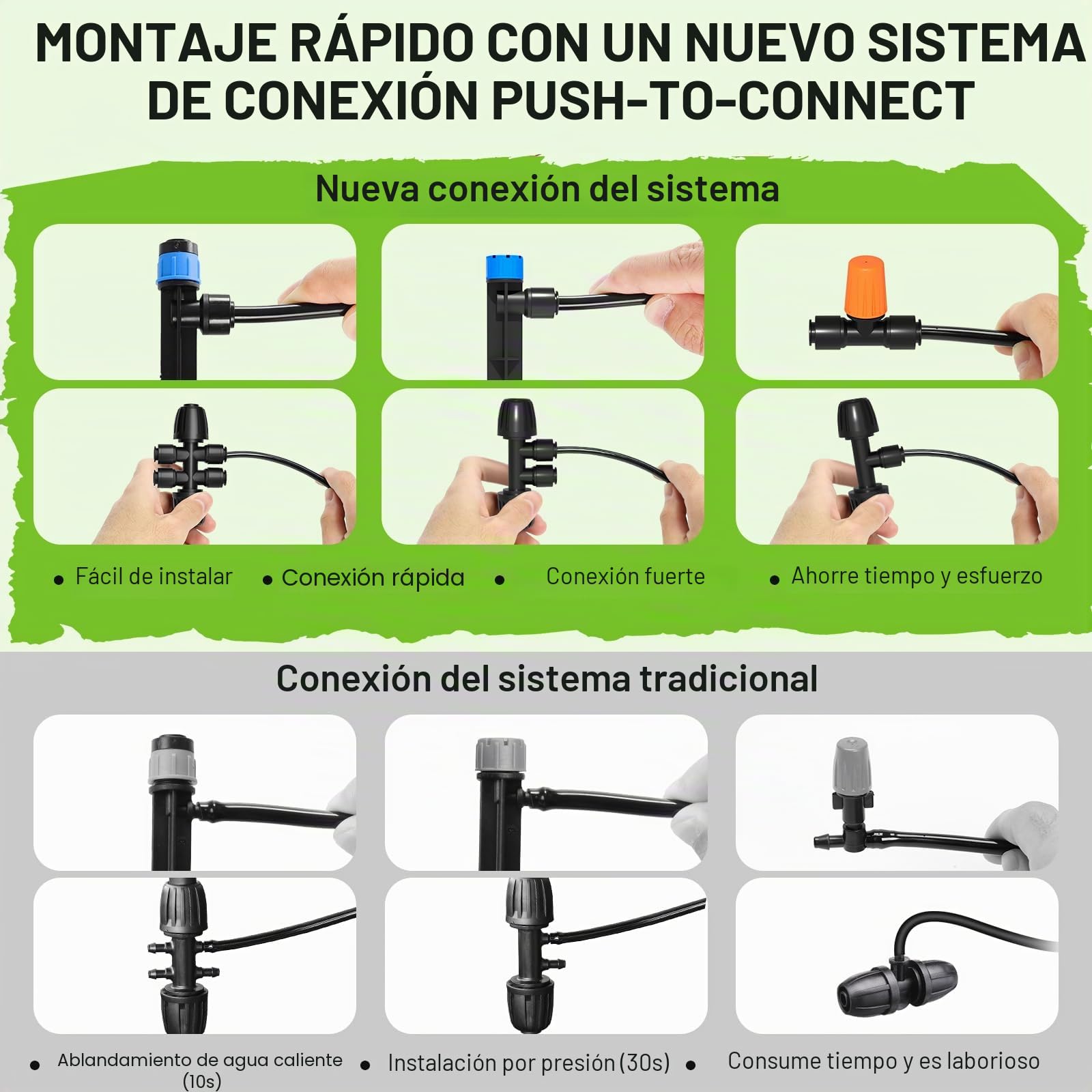 MIXC Kit de Riego de Micro Goteo de 226 Pies,Sistema de Riego Automático Para Plantas de Niebla de Patio con 1/4 y 1/2 Pulgadas de Distribución Manguera y Boquilla Regulable Emisores Aspersor.