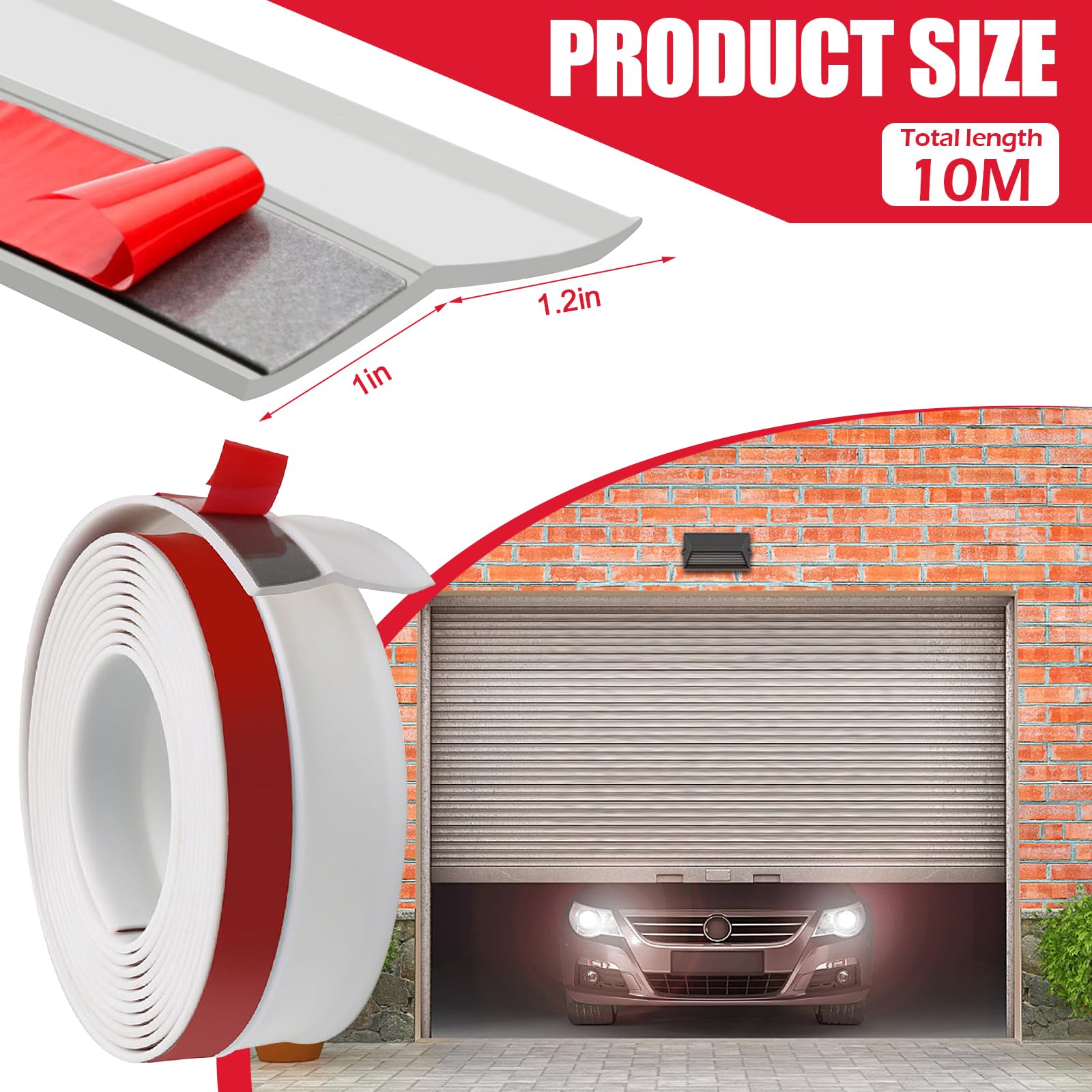 Universal Garage Door Seal, Sealing Strip for Roller Doors Garage Threshold Seal with Nails, Waterproof and Rainproof - Image 2