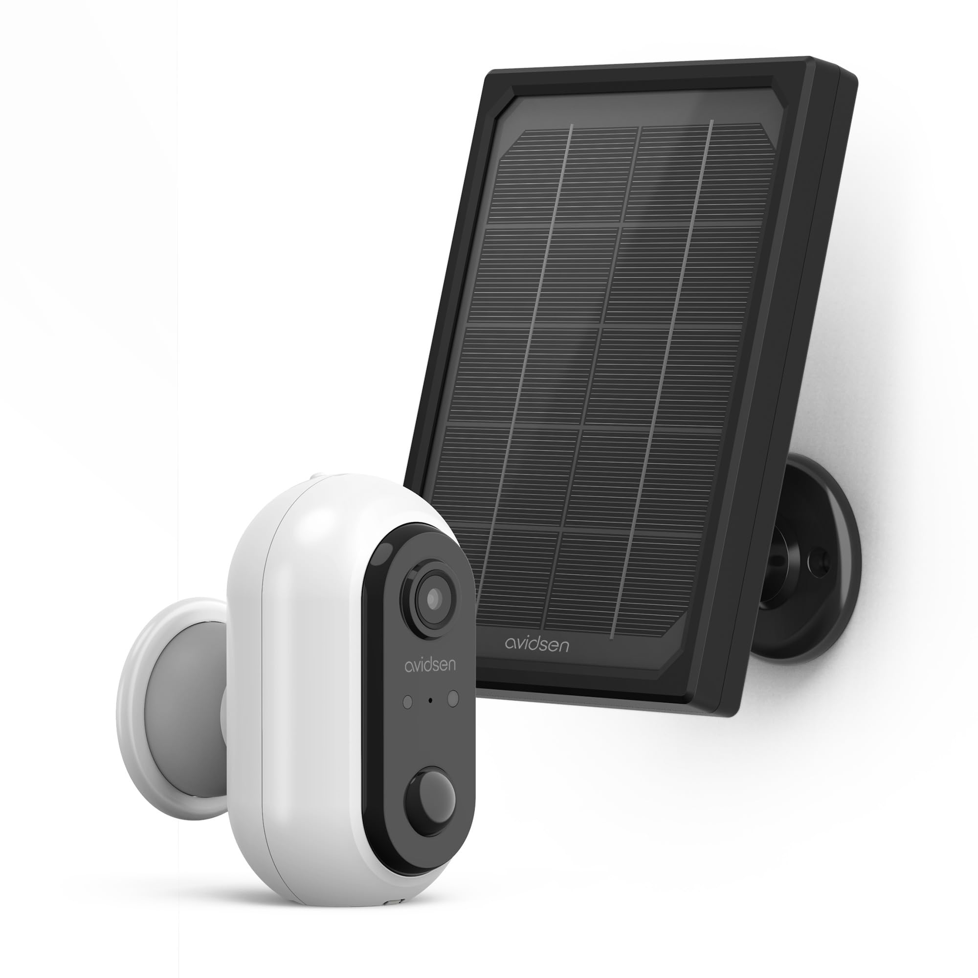 AVIDSEN HomeCam inteligentna kamera do monitoringu, na zewnątrz, w zestawie panel słoneczny, aplikacja na smartfon, bez abonamentu, autonomia, 100% bezprzewodowa, wykrywanie ruchu, Wi-Fi, widoczność w