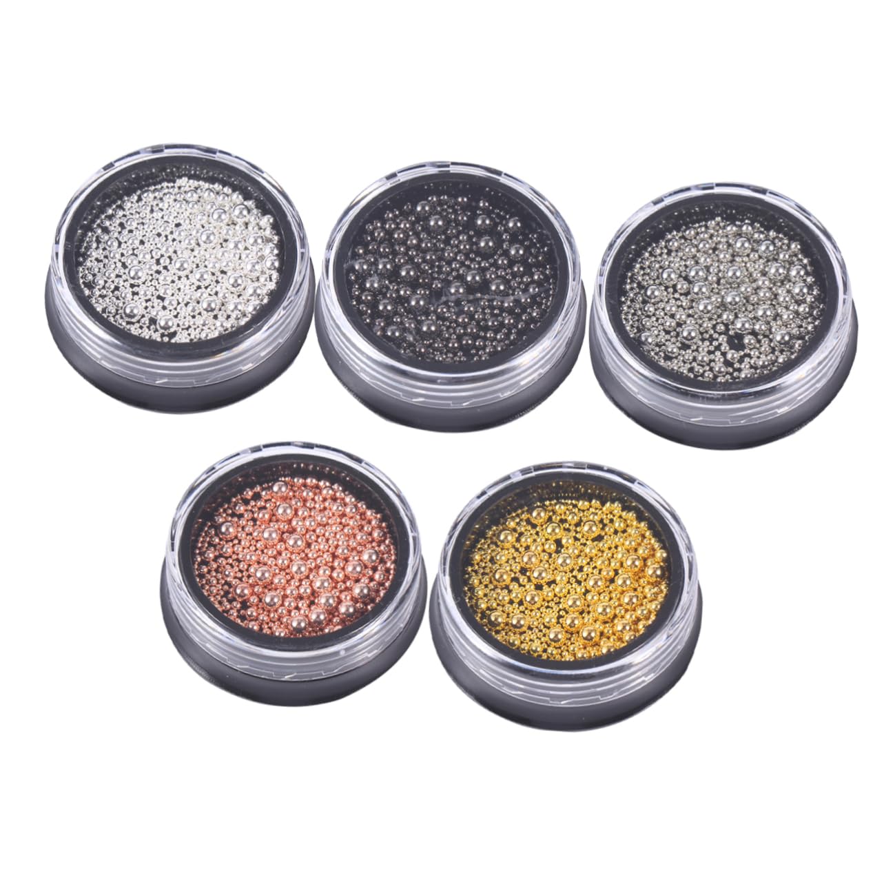 FOMIYES 5 Sets Nail Art Beads Nail Metal Steel Beads Micro Caviar Beads Turntable Nail Art Supplies Nail Metal Beads Nail Decorations for Nail Art Nail Jewelry Nail Beads Mini