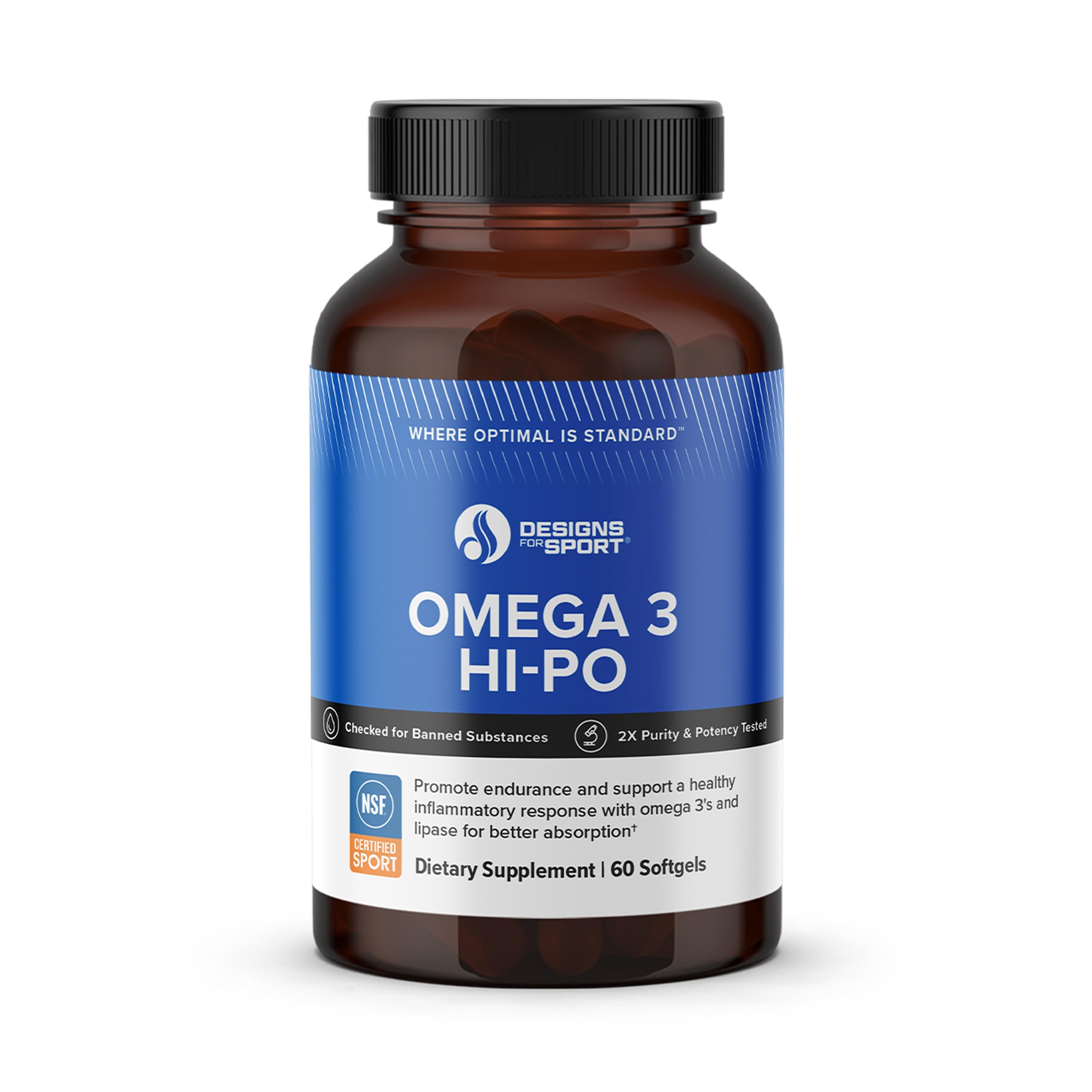 Designs for Sport Omega 3 HI-PO, Triglyceride Fish, 60 Softgels