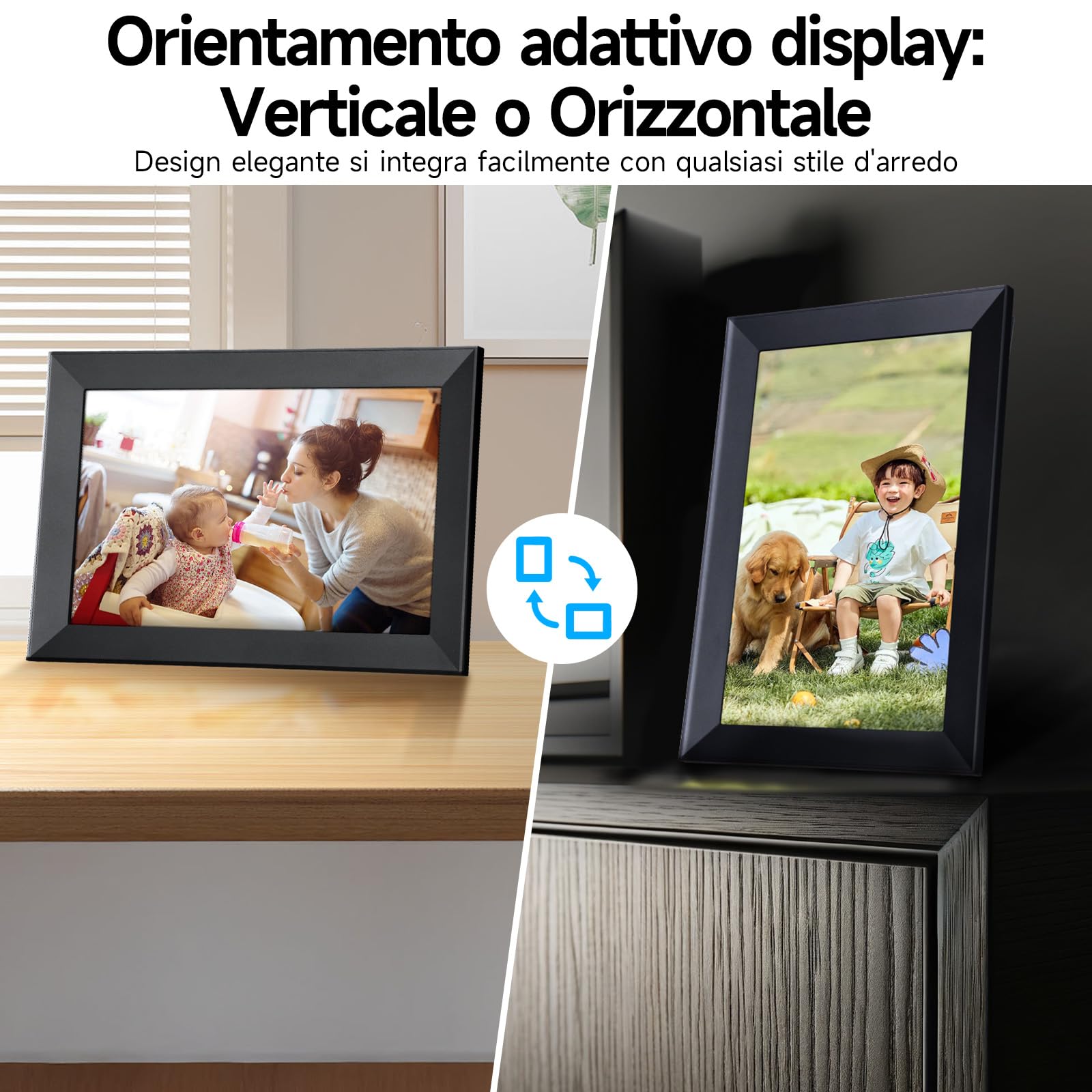 Cornice Digitale Foto, Rollei Smart Frame WiFi 103 10,1 Frameo Portafoto Digitale 32GB 1280x800 Schermo Tattile IPS Condivisione Istantanea di Foto e Video Nero Cornice-Digitale-Foto-Frameo-WiFi