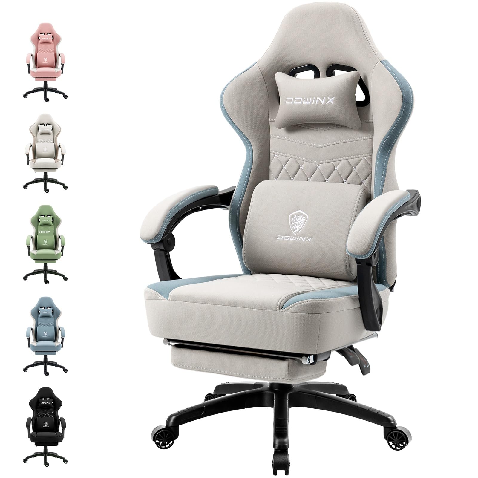 Dowinx Gaming Chair Breathable Fabric Game Chair with Gel Pad and Storage Bag, Comfortable Gamer Chair with Pocket Spring Cushion,Ergonomic Computer