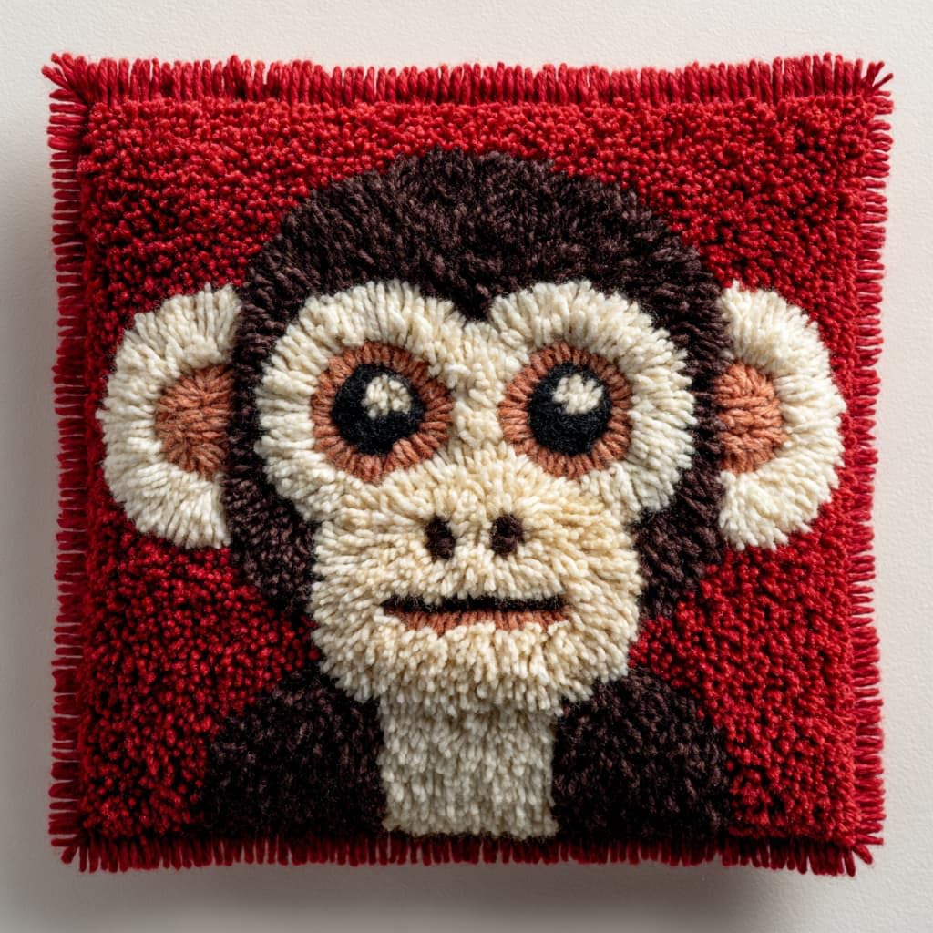 WallustrioaW Latch Hook Kits DIY Throw Pillow Cover,Animals Monkey