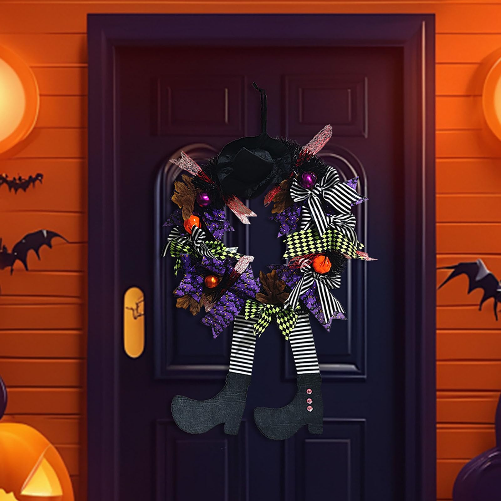 Wieniec Halloween z Kapeluszem Wiedźmy i Długimi Nogami