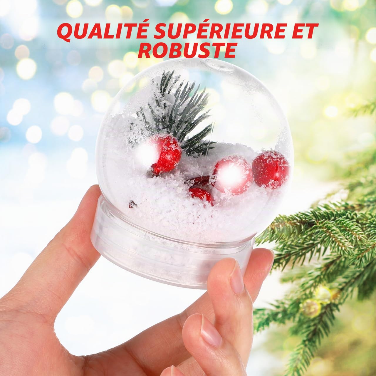 Yardwe 20 PièCes Boule a Neige 6 cm avec Bouchon À Visser, Boules à Neige Vide pour CréAtions PersonnaliséEs DéCoration FêTes Et Artisanat