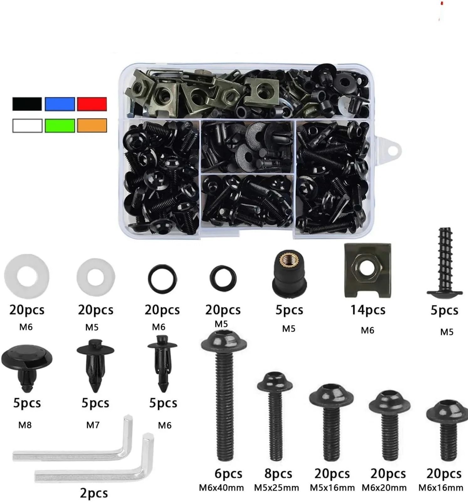 Compatibile con Yamaha per FZ10 per FZ1 per FZ6 per FZ8 per MT07 per MT09 Bulloni Carenati Clip da Dado del Kit da Dado A Bullone Bullone Clip Set Viti Assortimento Set(Blue)