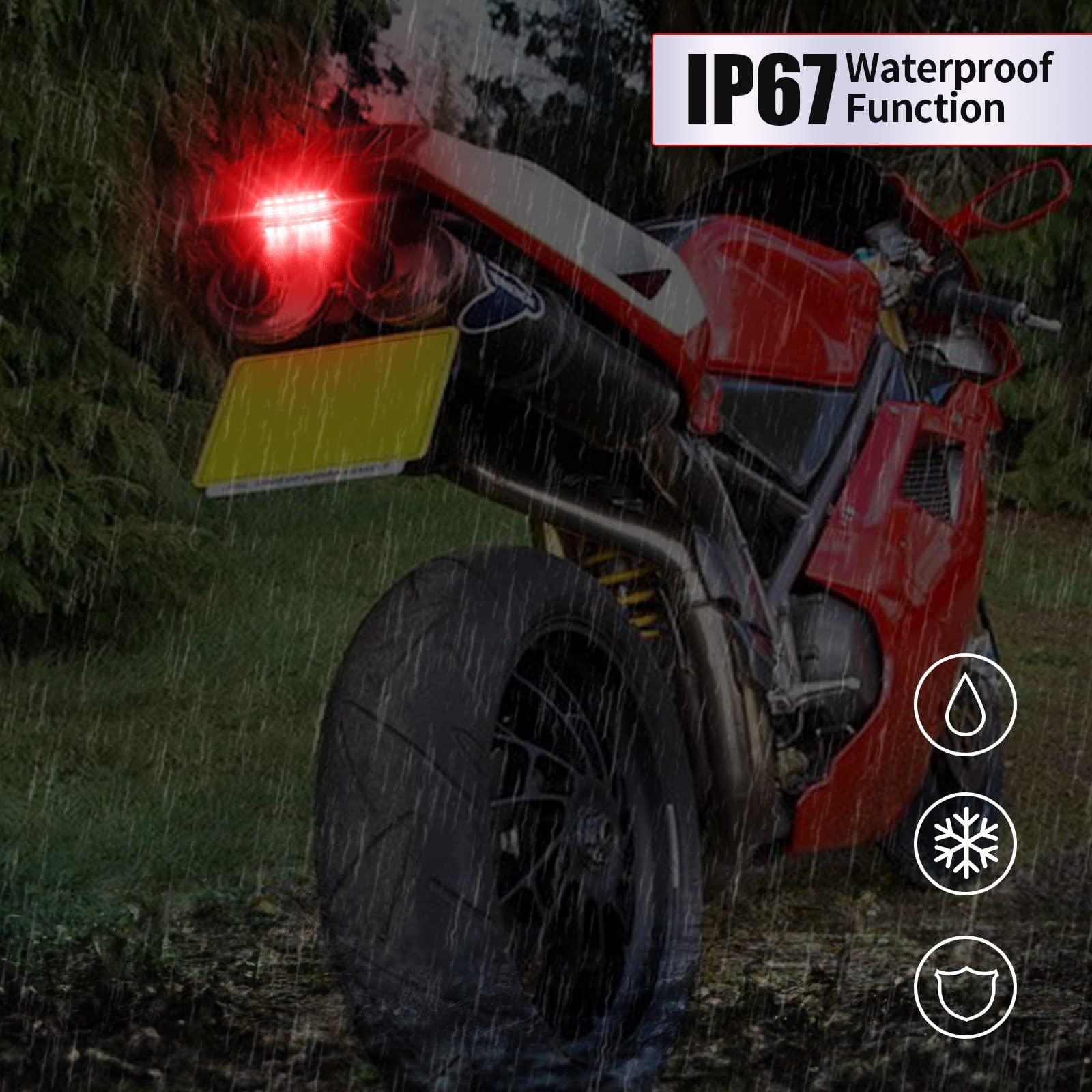 Luce Targa LED Per Moto E ATV - 28 LED Rossi E Bianchi, Fanale Posteriore Universale