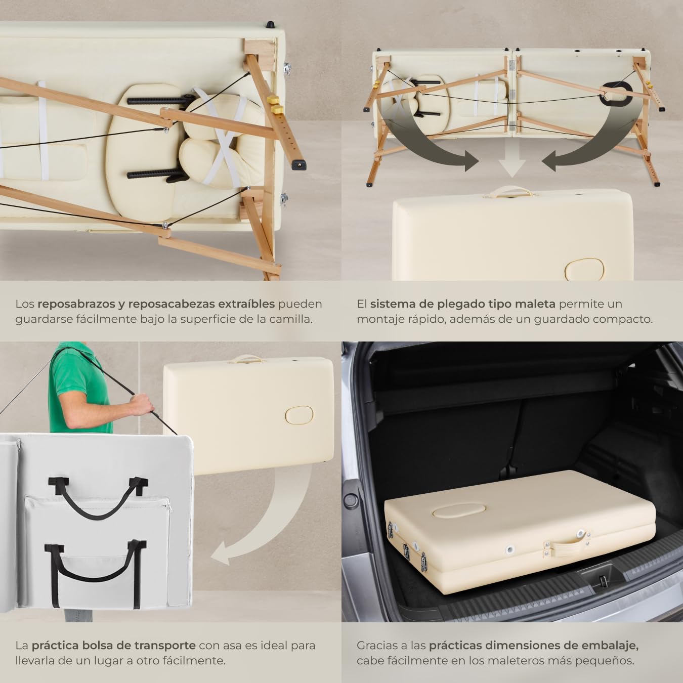 tectake - Camilla de Masaje (Acolchado de 7,5 cm, 2 Rodillos masajeadores y Funda transportadora)