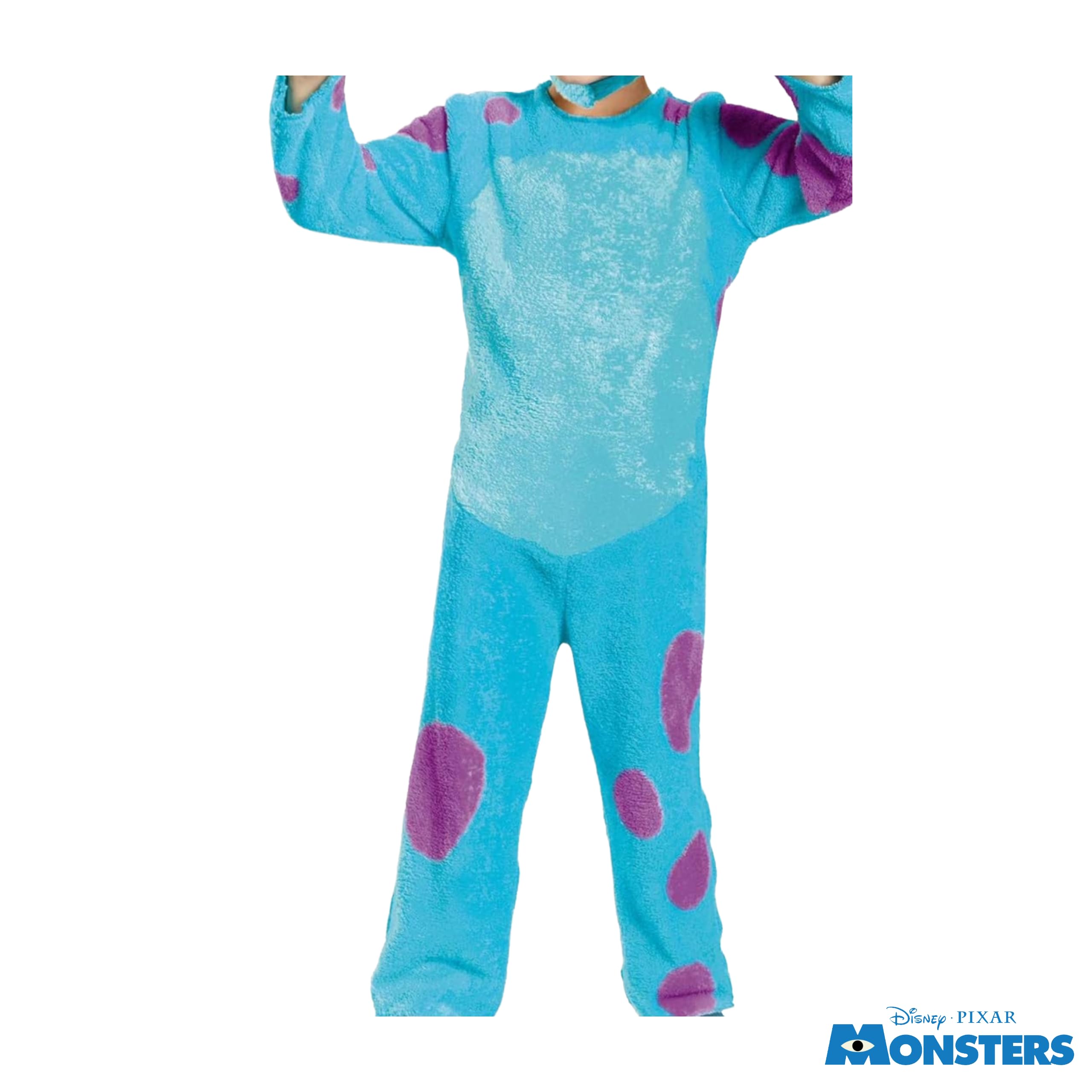 Przebranie Disney Pixar Sulley dla dzieci, Oficjalnie licencjonowane, Miękki niebieski kombinezon z ogonem i materiałową czapką z rogami, Szczegółowe przebranie chłopięce Monsters Inc, 3-4