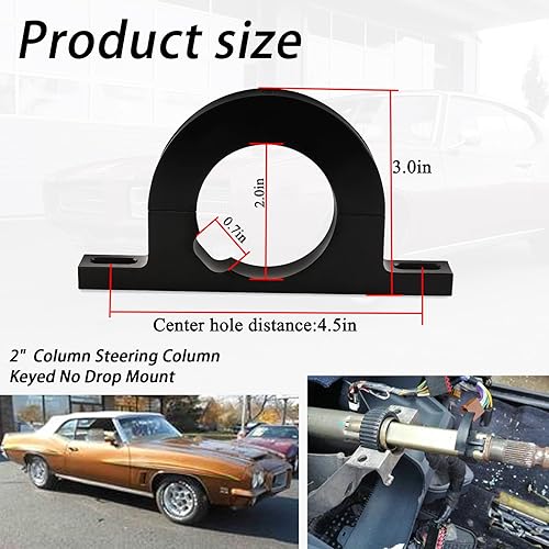 Miniatura 3 de Billet Columna de dirección universal de 2 pulgadas con llave, montaje sin caída para columnas de 2 pulgadas de diámetro para GM GMC Chevy Dodge