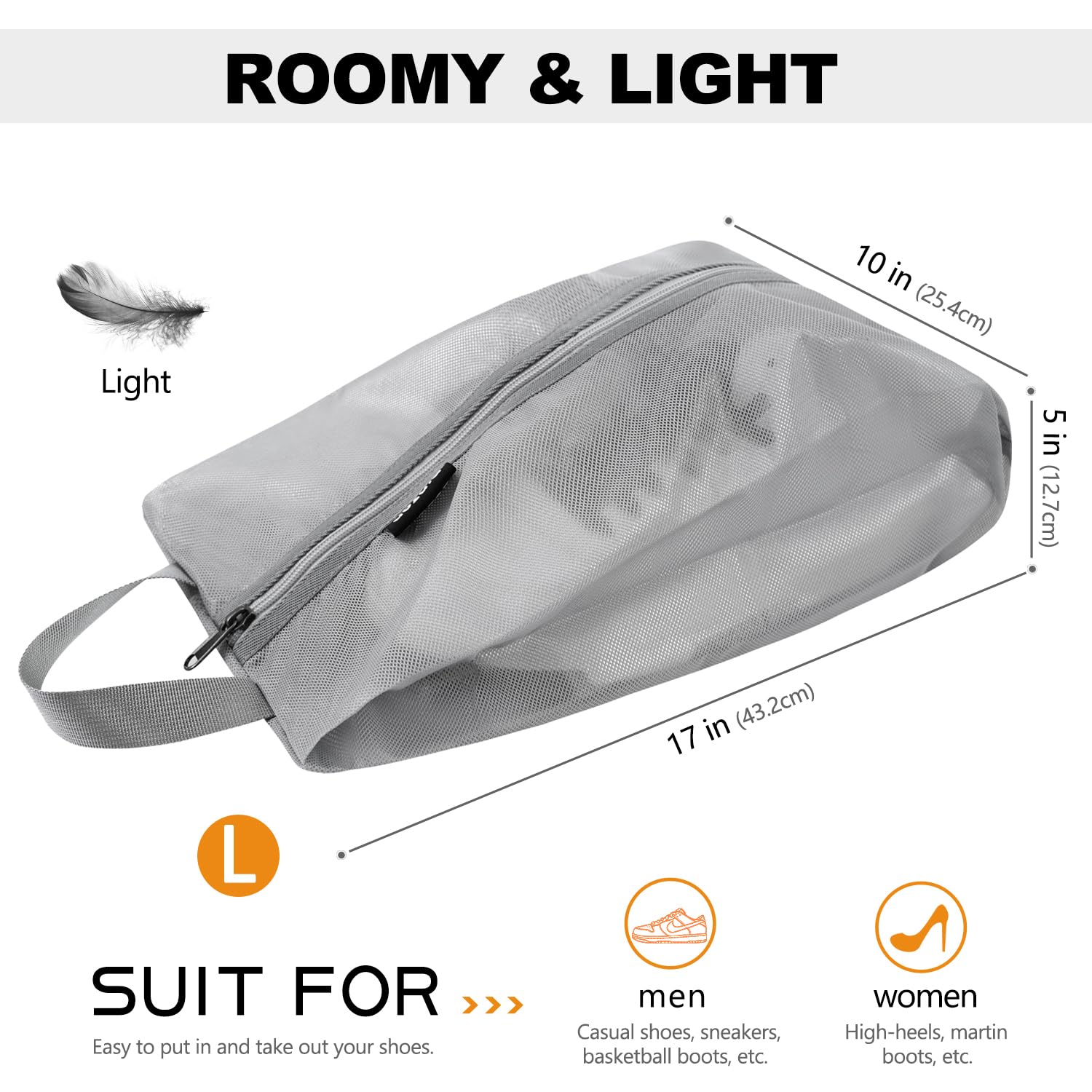 Borsa per Scarpe da Viaggio, in rete TPU impermeabile, robusta chiusura lampo YKK, resistente allo sporco, organizer per scarpe con cerniera per il viaggio o la conservazione a casa