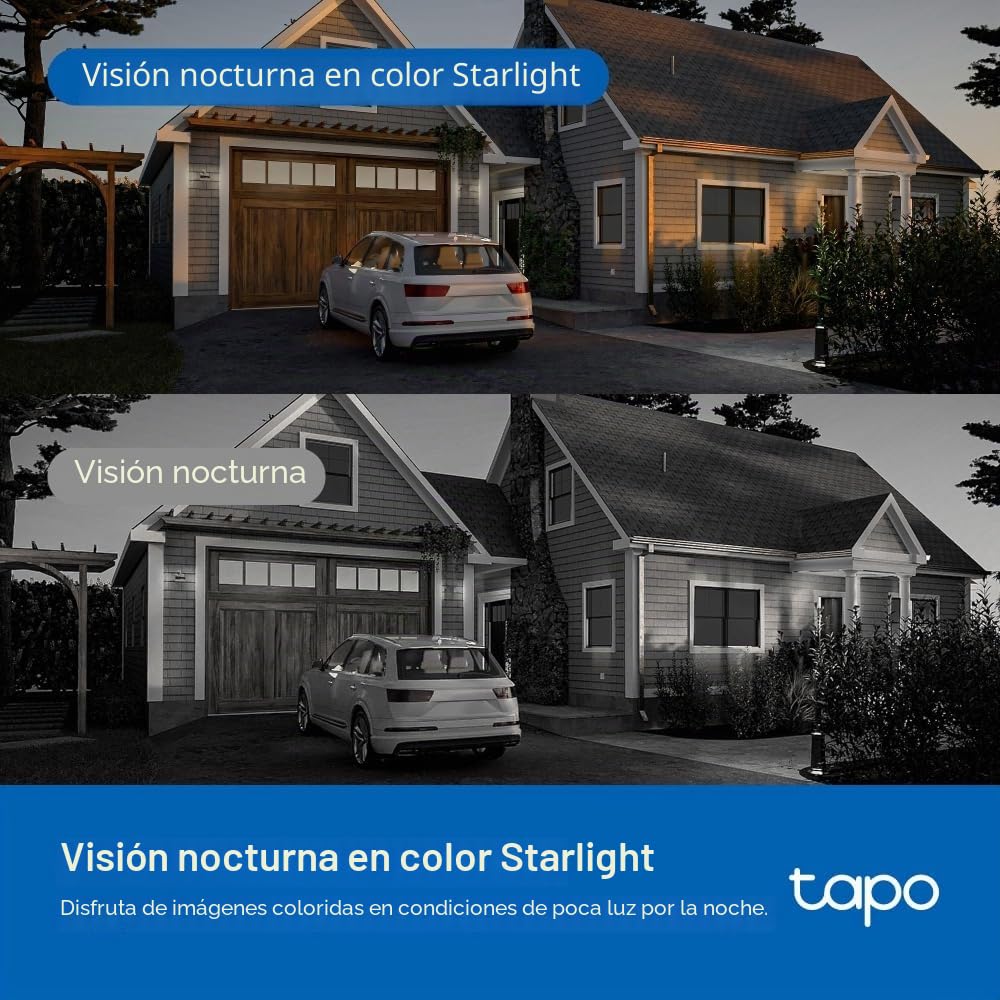 Tapo C530WS - Cámara Seguridad Exterior 360° 3K 5MP, Visión Nocturna Color, Resistencia IP66, Alarma Sonora/Luz, Detección AI, Almacenamiento Nube/SD 512GB, Audio Bidireccional (Paquete de 2)