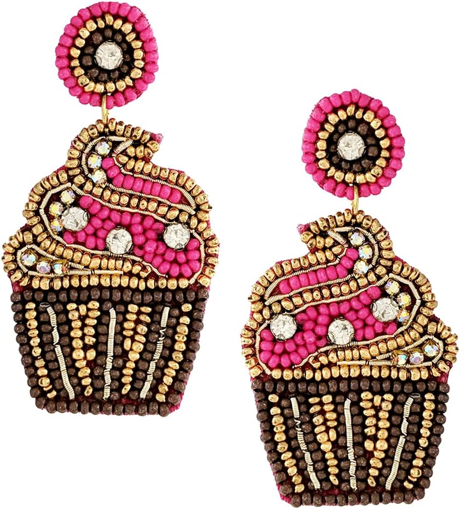 Rosemarie & Jubalee Women's Fun And Festive Decorative Christmas Themed Holiday Celebration Seed Bead Hypoallergenic Dangle Earrings