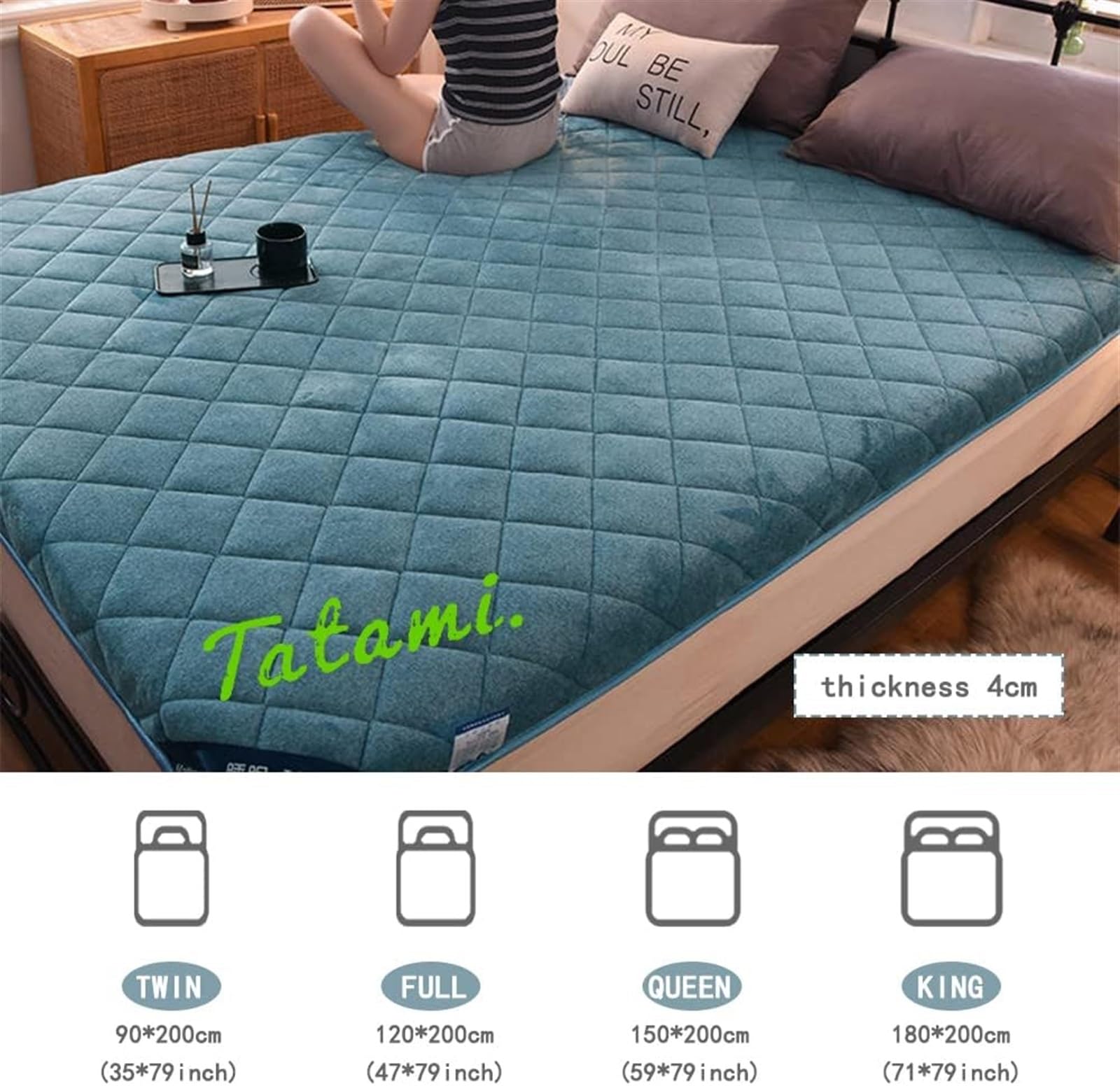 Matelas Futon Japonais Traditionnel,Matelas De Sol Pliable Pour Enfants,Rouleaux De Lit Japonais Pour Adulte Endormi,Tapis De Tatami Enroulable Pour - 7