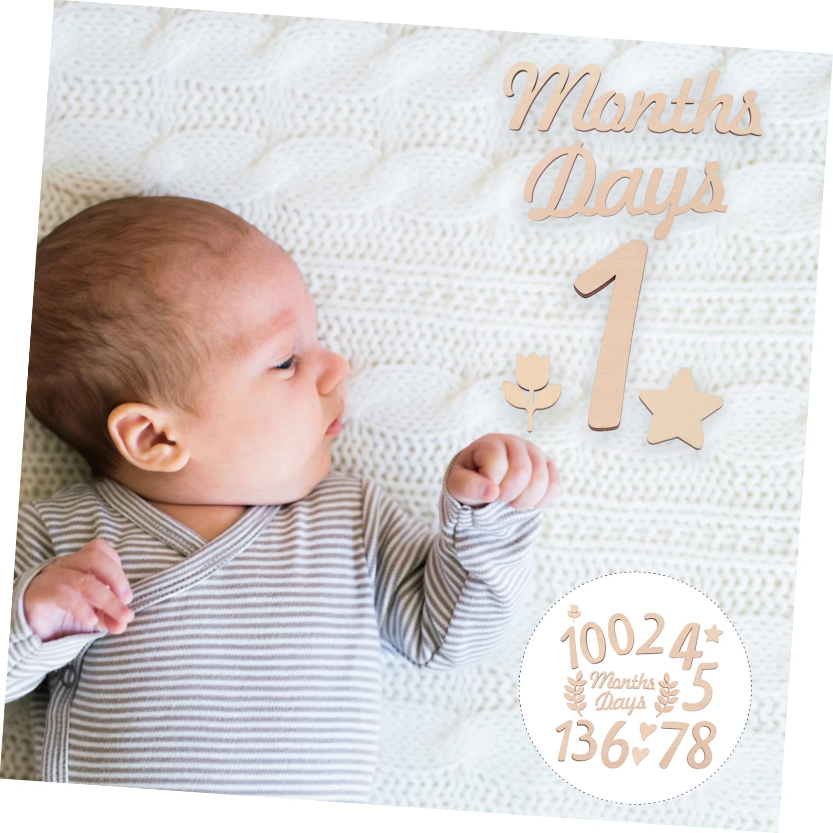 Hohopeti Birth Announcement Sign Wooden Monthly Milestone Photo Prop Set Decorative Party Accessory
