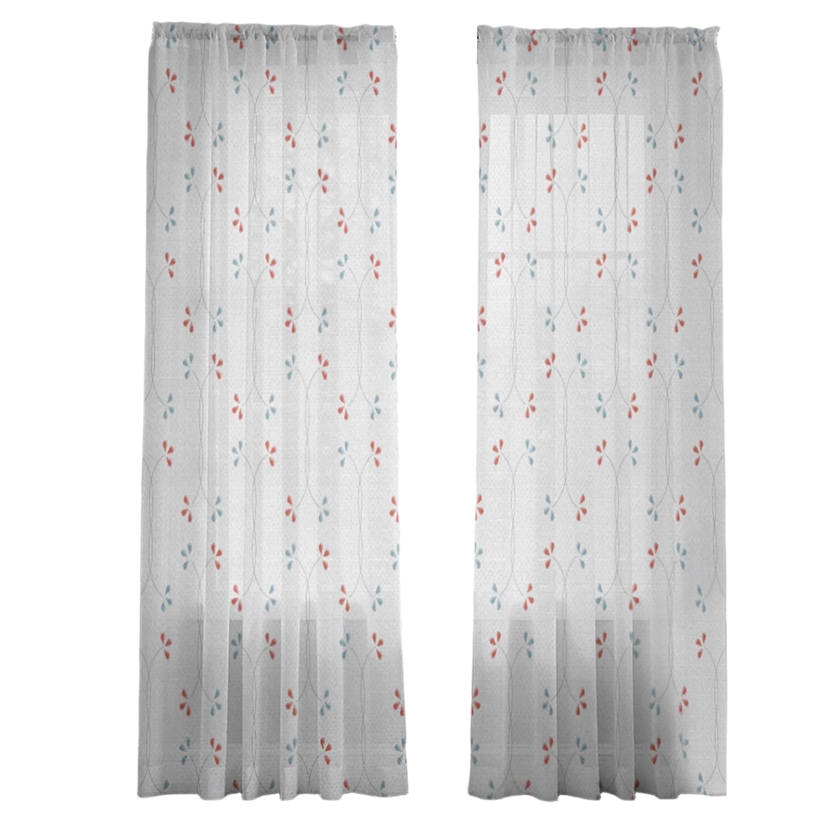 Elnwnnkc Pattern Window Curtain Polyester Sheer Panel with Rod Pocket for Living Room Bedroom Sheer Privacy Window Screen