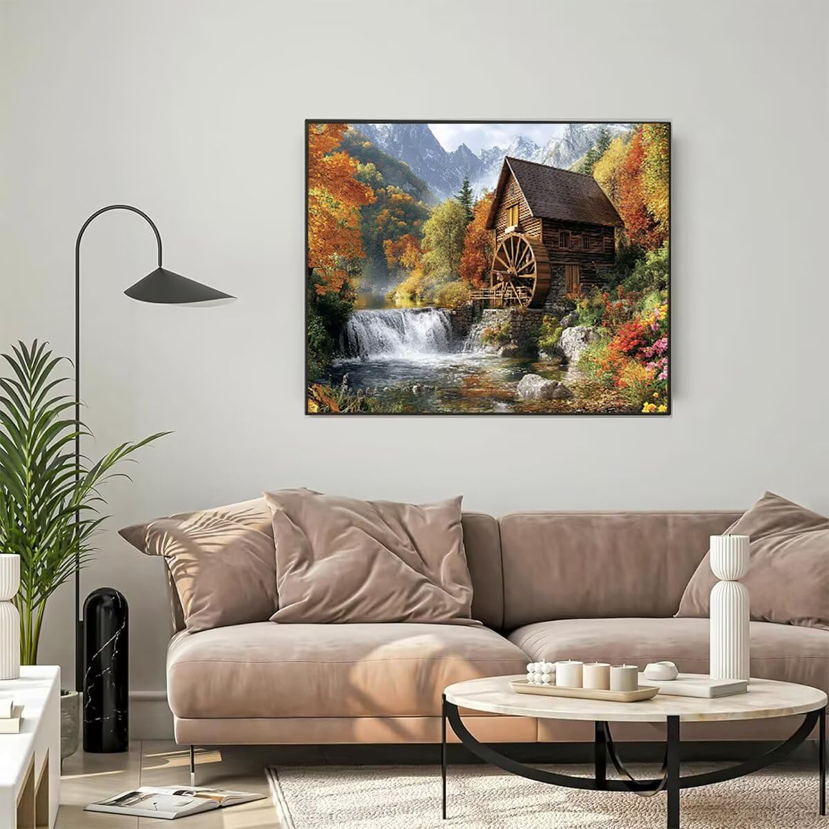 Kabine Dipingere con i Numeri Cascata Dipingere con i Numeri per Adulti Bambini Principianti, Fai da te Paint by Numbers Kit Artigianato Hobby Adulti, La Decora la Casa Regalo 100 x 135 cm 04-7
