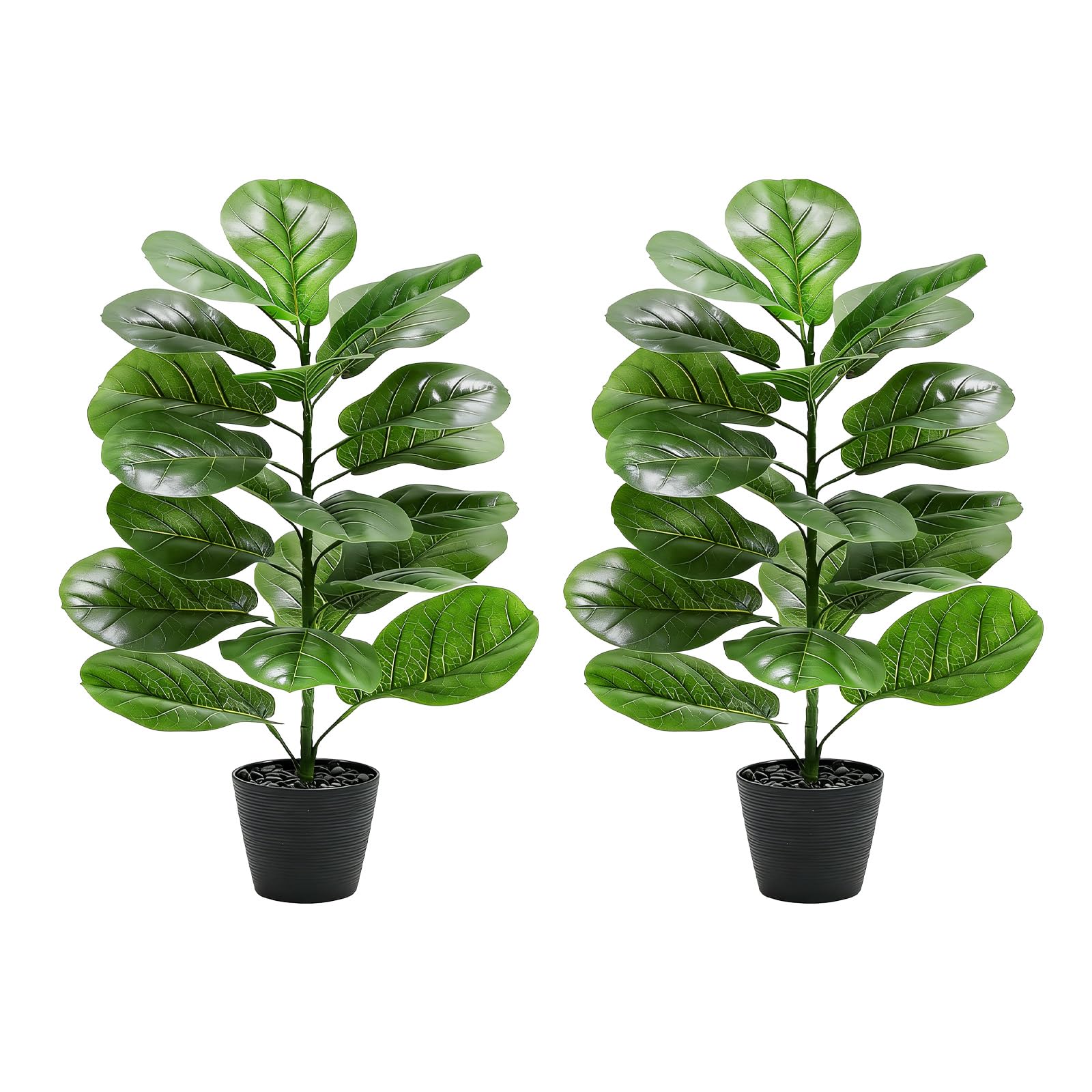 TNGGNT 2.5FT Set of 2 Artificial Fiddle Leaf Fig Trees
