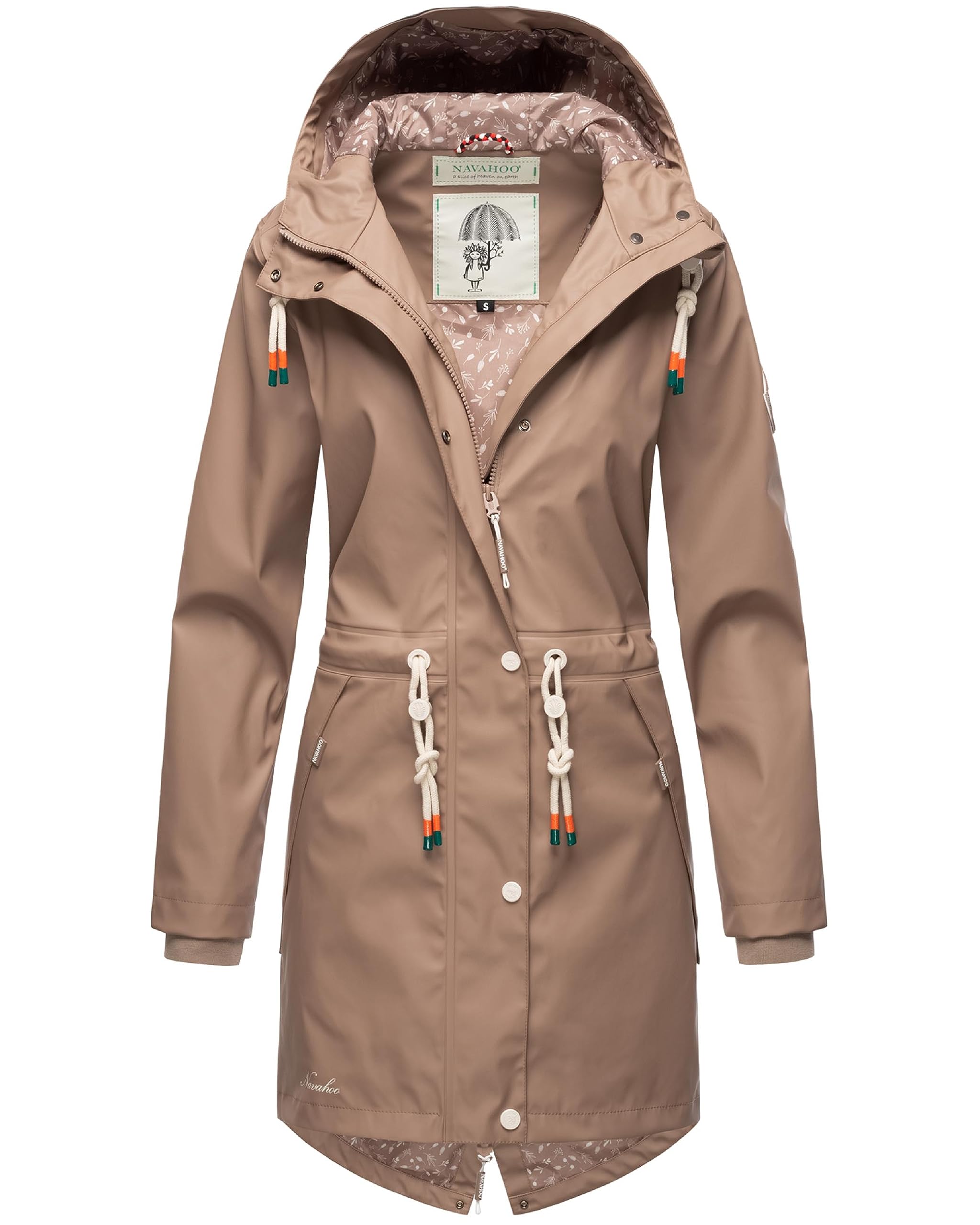 Navahoo Tropical Stormoo Women's Transitional Jacket, Rain Jacket, Functional Parka Raincoat Taupe L