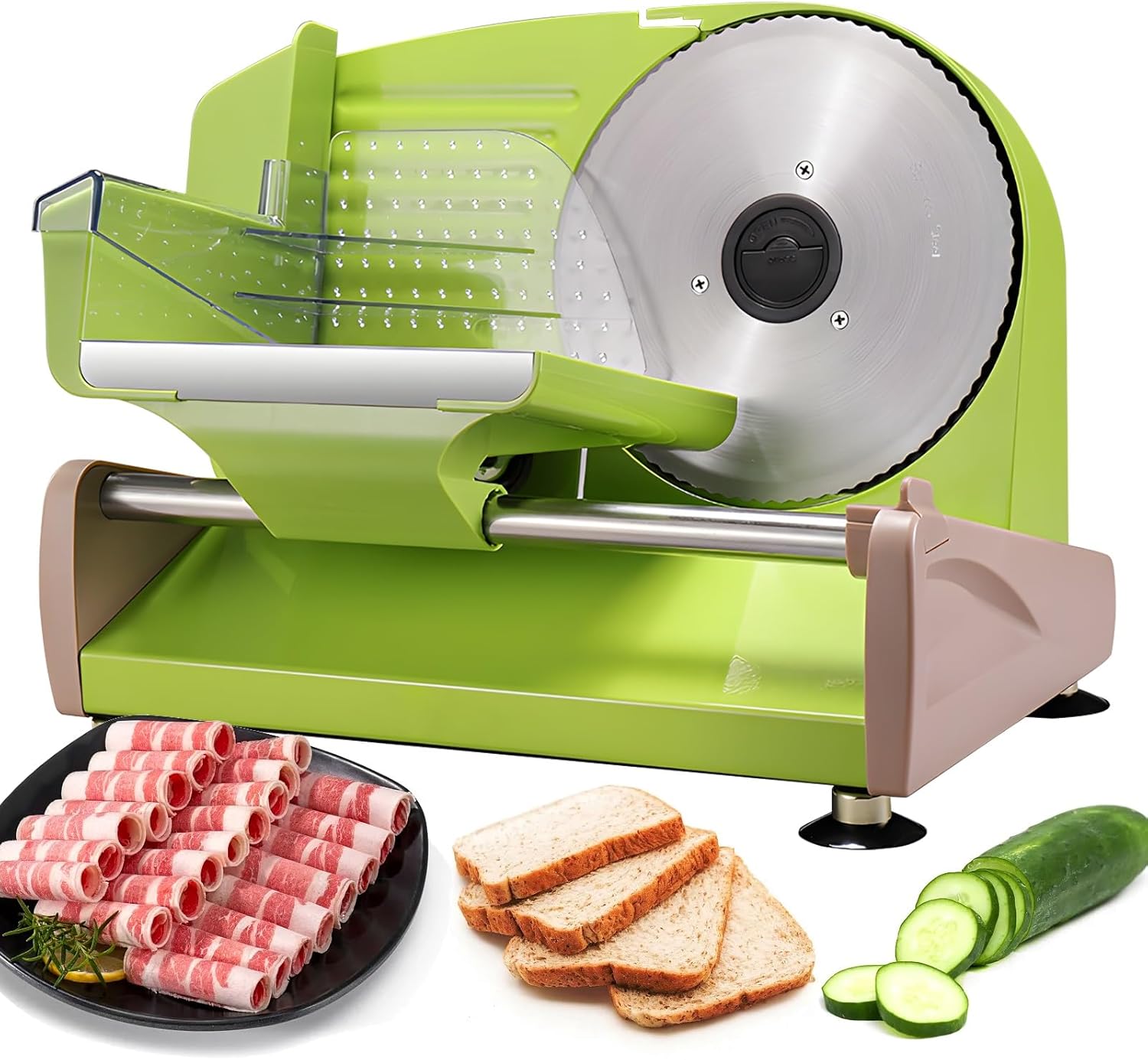 Adjustable Electric Meat Slicer, 200W Stainless Steel Blade, Safe Kitchen Food Slicer, Versatile Thickness Control, Efficient Cooked Food Cutting Tool (Green)