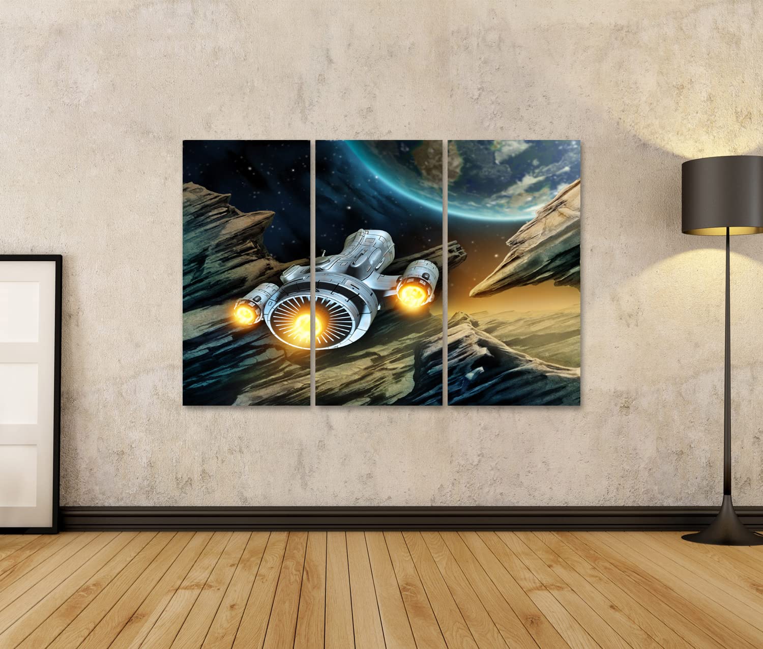 islandburner Primer cuadro sobre lienzo espacial espacial planetas para niños o jóvenes habitaciones cuadros cuadros murales póster