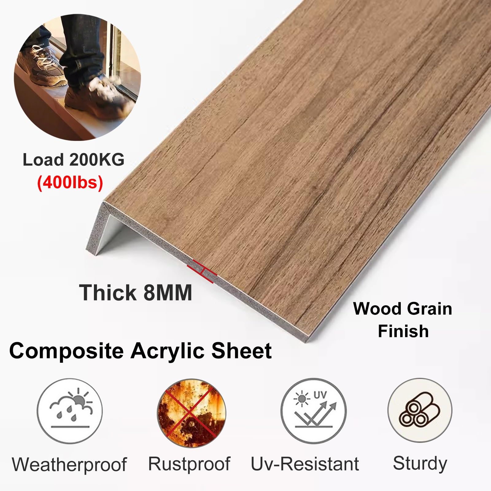 Copridavanzale In Finto Legno - Protezione Impermeabile Per Finestre Interno/Esterno - Facile Da Installare E Tagliare Su Misura - Foto 2