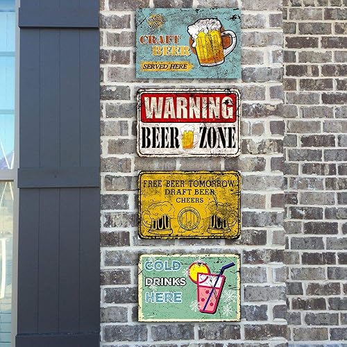 Miniatura 8 de Angeloken Cold Drinks Here - Letrero vintage de garaje, se puede utilizar para el hogar, recepción, bar, dormitorio, etc. Lata Art Deco de 12 x 8