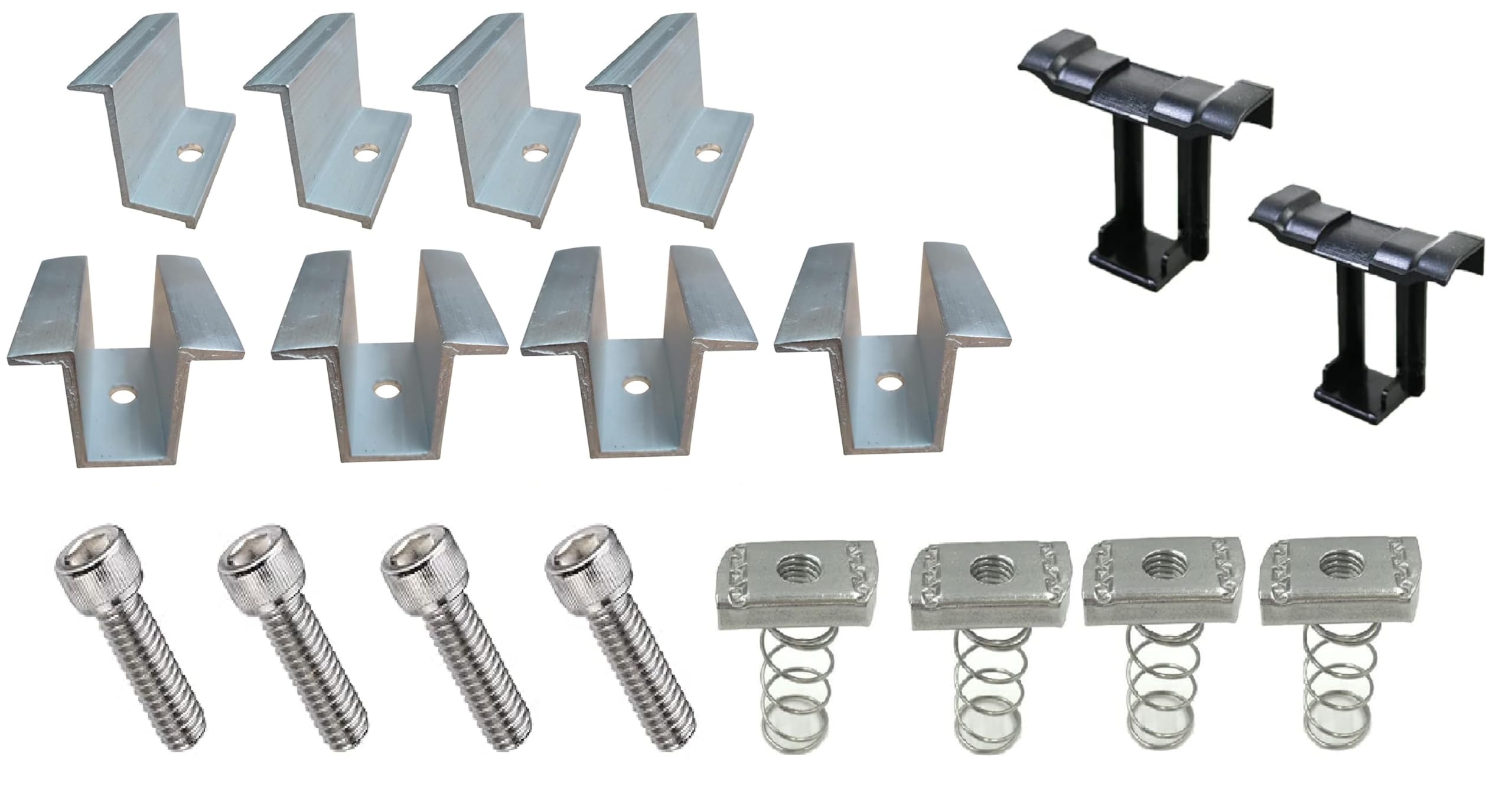 MOREL Solar Panel Mounting MID & END Clamp 35MM & Spring Nut, Allen Bolt 32MM with Water Drain Clip |4 END + 4 MID Clamps & 2 Spring Nut+4 Allen Bolt & 2 Water Drain Clip|-image-7