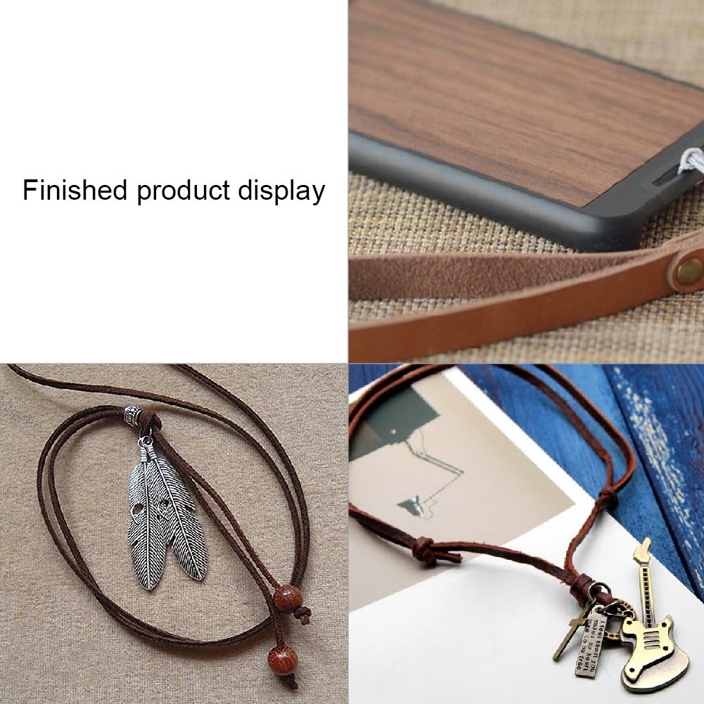 PH PandaHall 6.5ft Flat Genuine Leather Cord 3mm(1/8") Brown