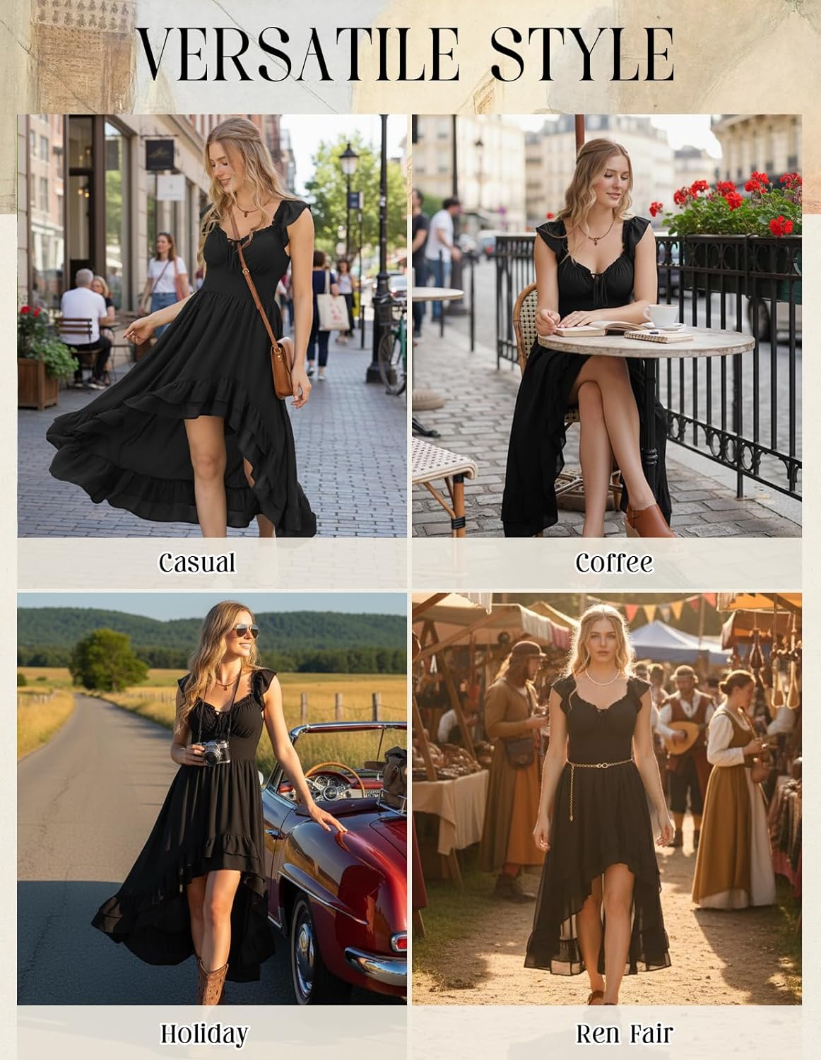 SCARLET DARKNESS Renaissance Corset Dress for Women Off Shoulder Flowy Sundress Wedding Guest Chiffon Dresses - Image 7