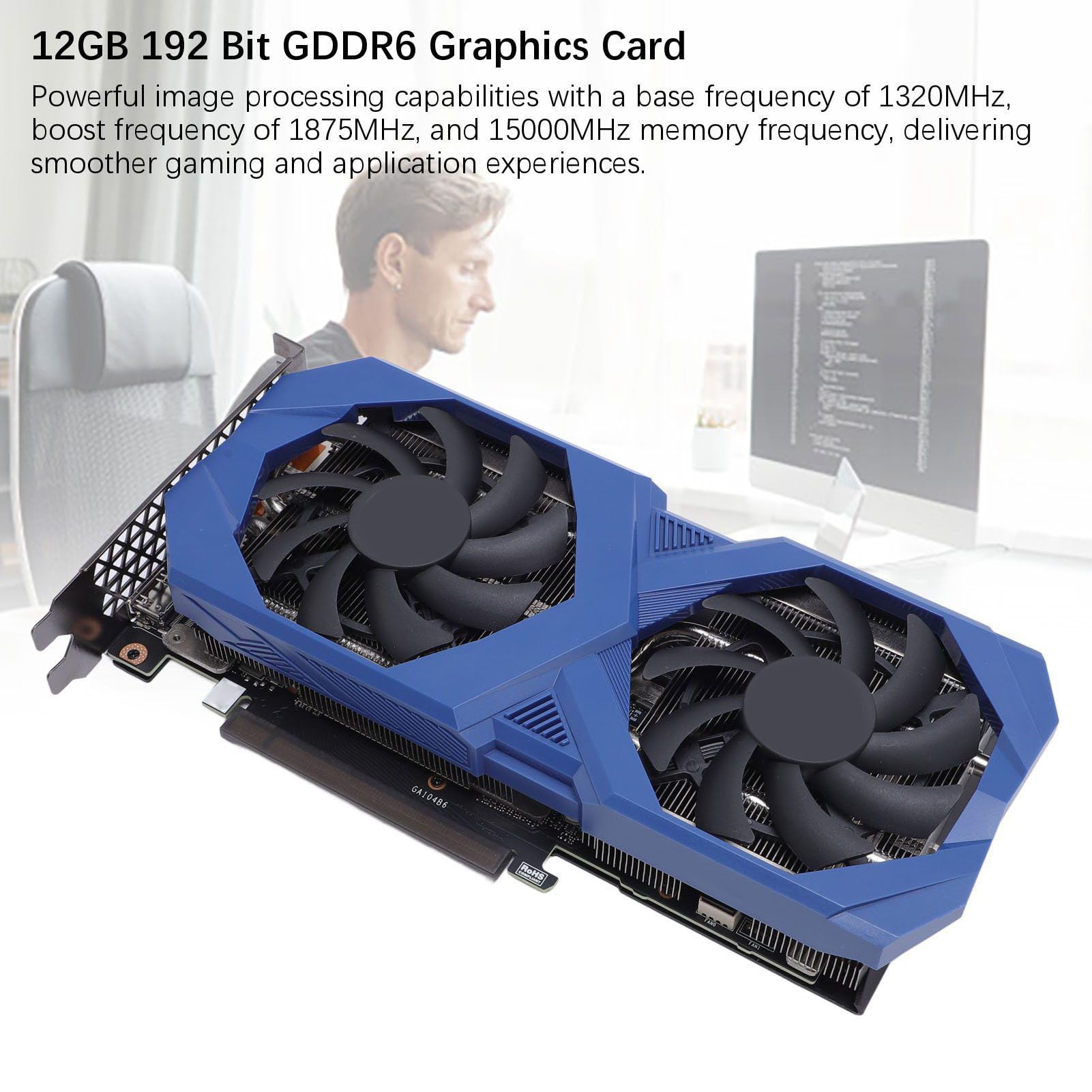 LICAEVEY 3060 Gaming Graphics Card, Dual Fan Graphics Card, 12 GB 192 -bitowa Karta Graficzna, 1320 MmHz 15000 MHz, Interfejs Displayport Interfejs Wyświetlacza HD Multimedia na Komputer