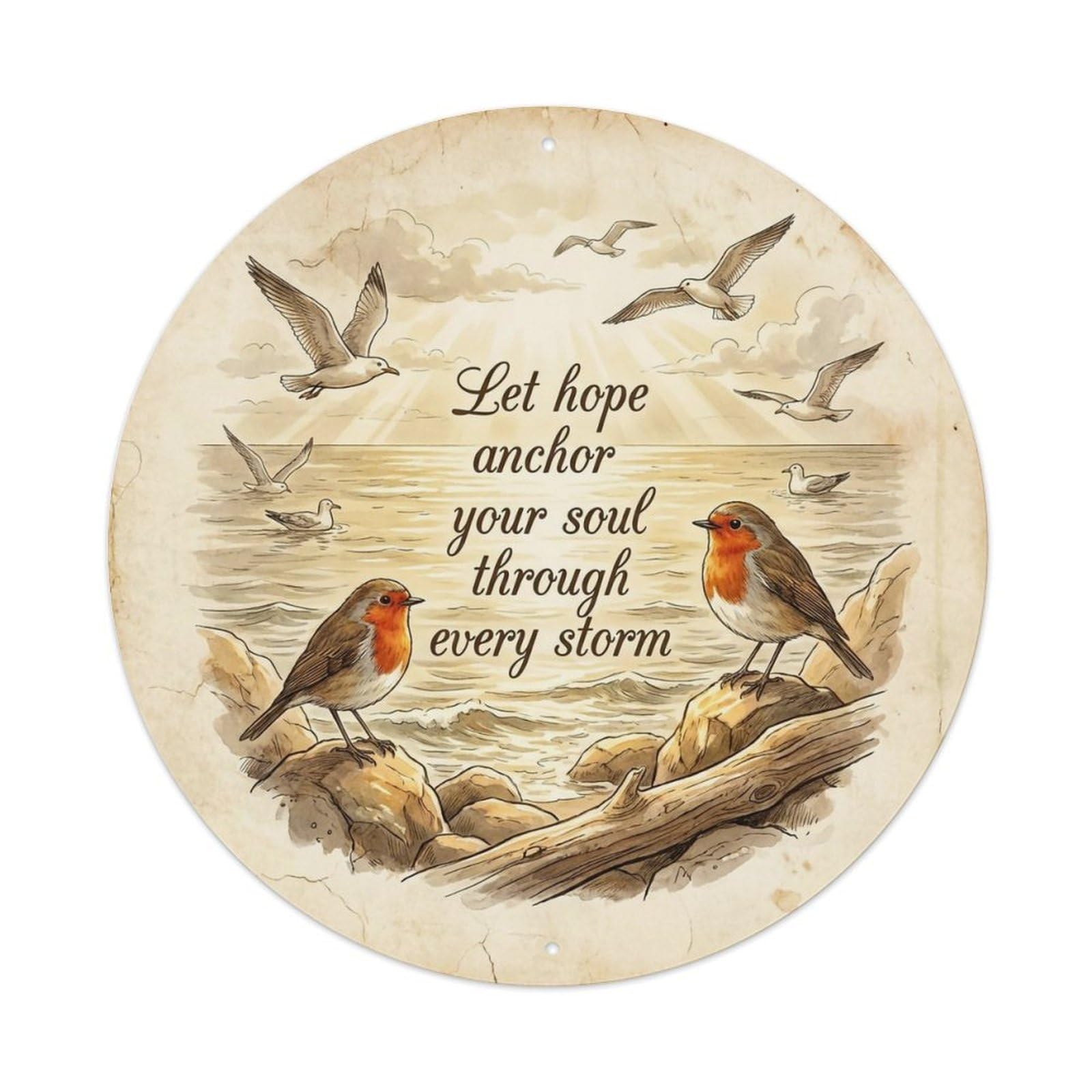 Metal Tin Sign European Robin Garden Sign Heaven Love Hopeful