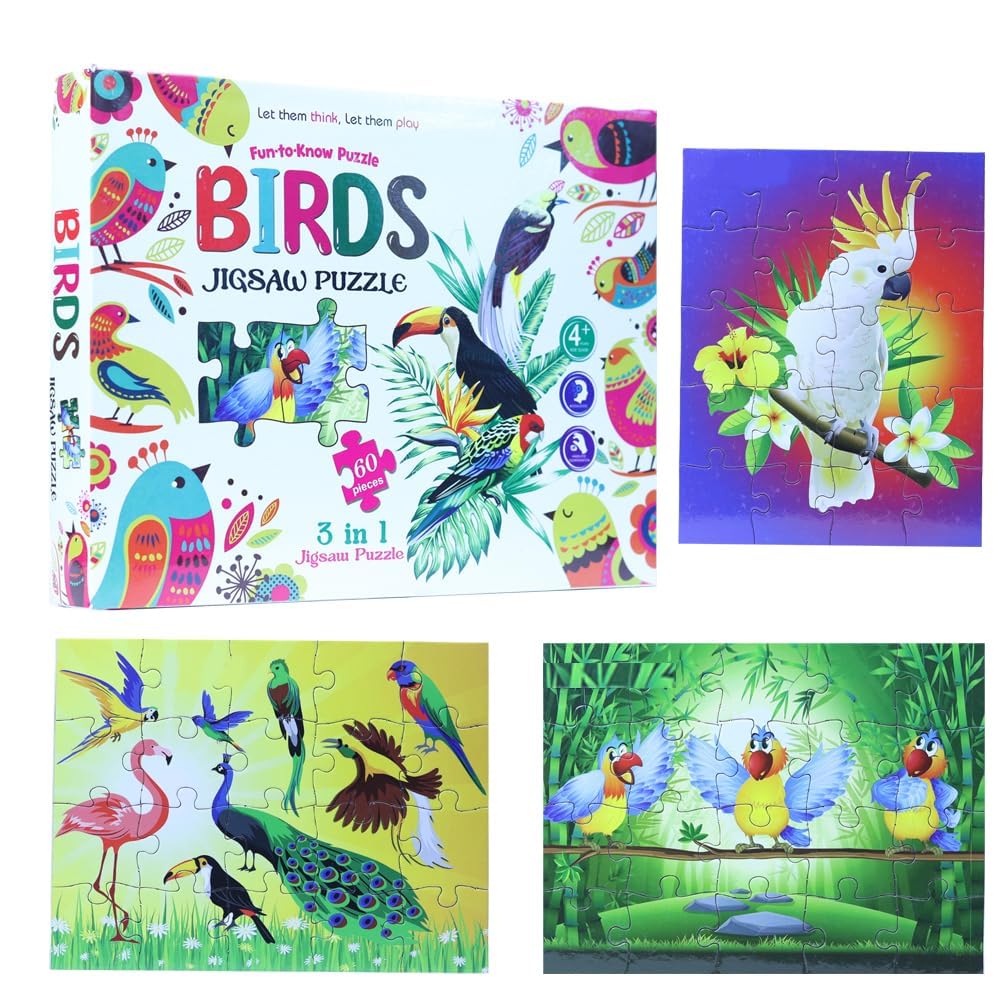 Buy Look At Birds 3 in 1 Jigsaw Puzzle for Kids Multiple Birds