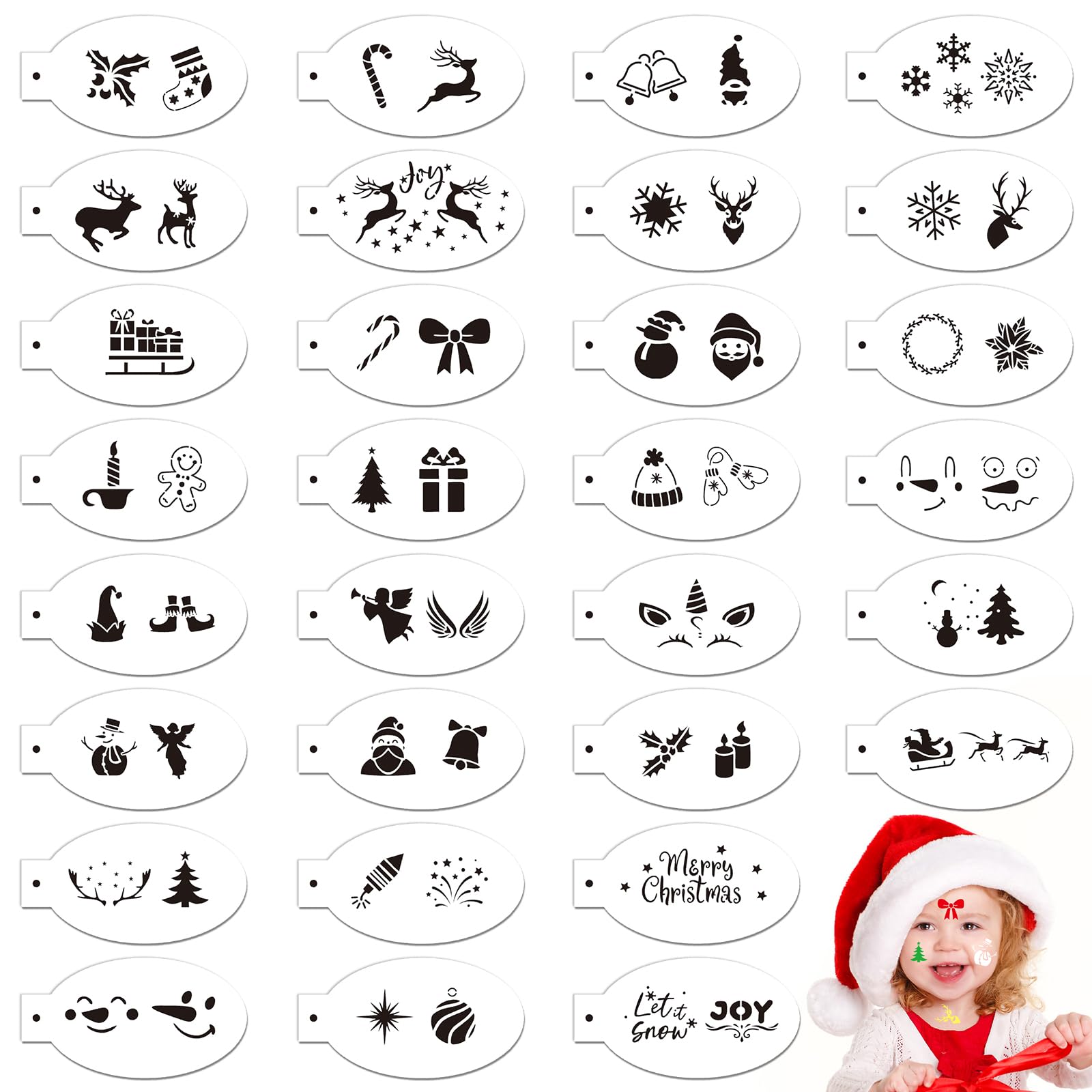 16 Stencil Natalizi Riutilizzabili In PET – Tema Pupazzo Di Neve E Babbo Natale – 13x13 Cm Per Pittura Su Pareti, Finestre, Carte E Decorazioni Fai Da Te - 4