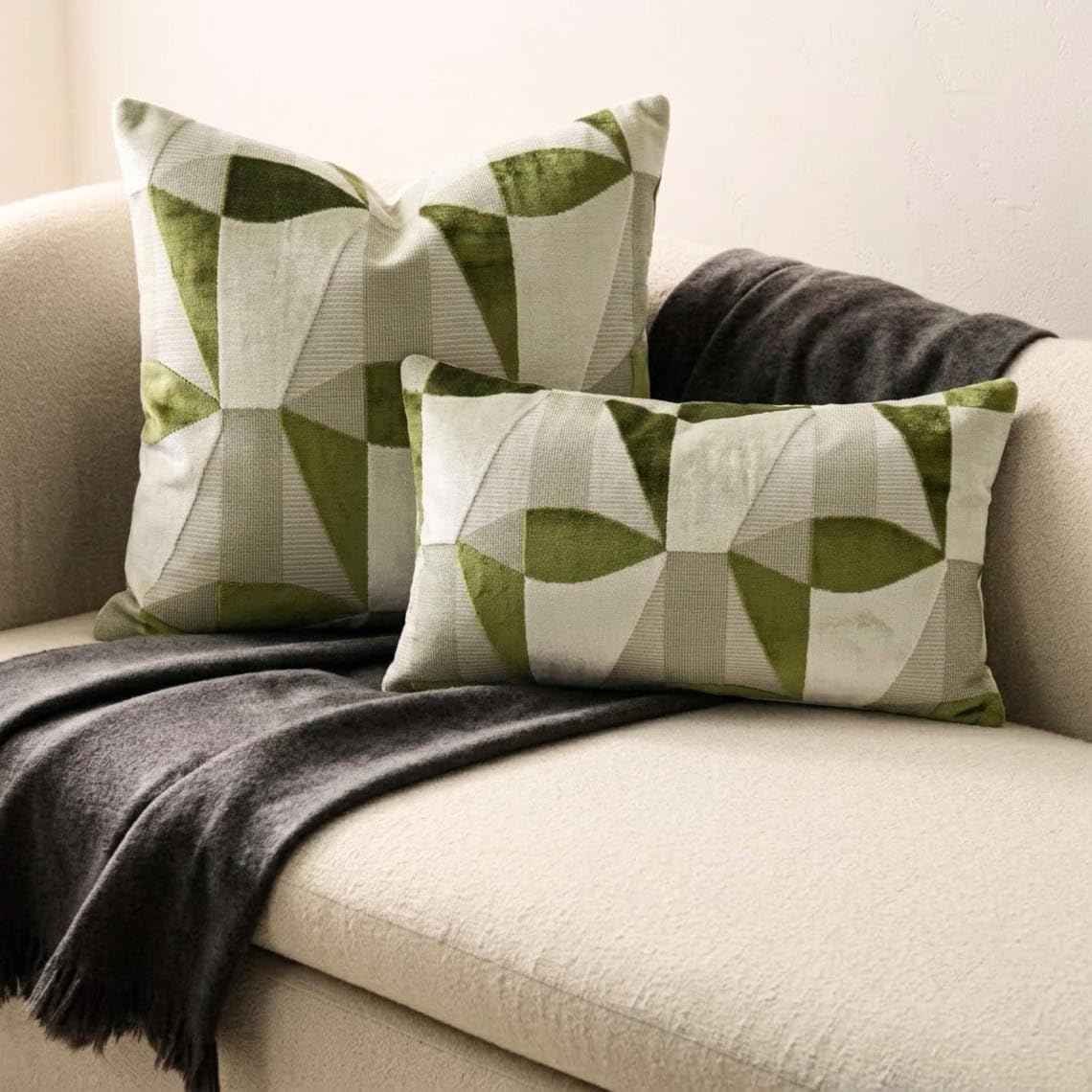 Set di 2 Verde Velluto Copricuscino lombare 30x40 cm - Green Prism Lumbar