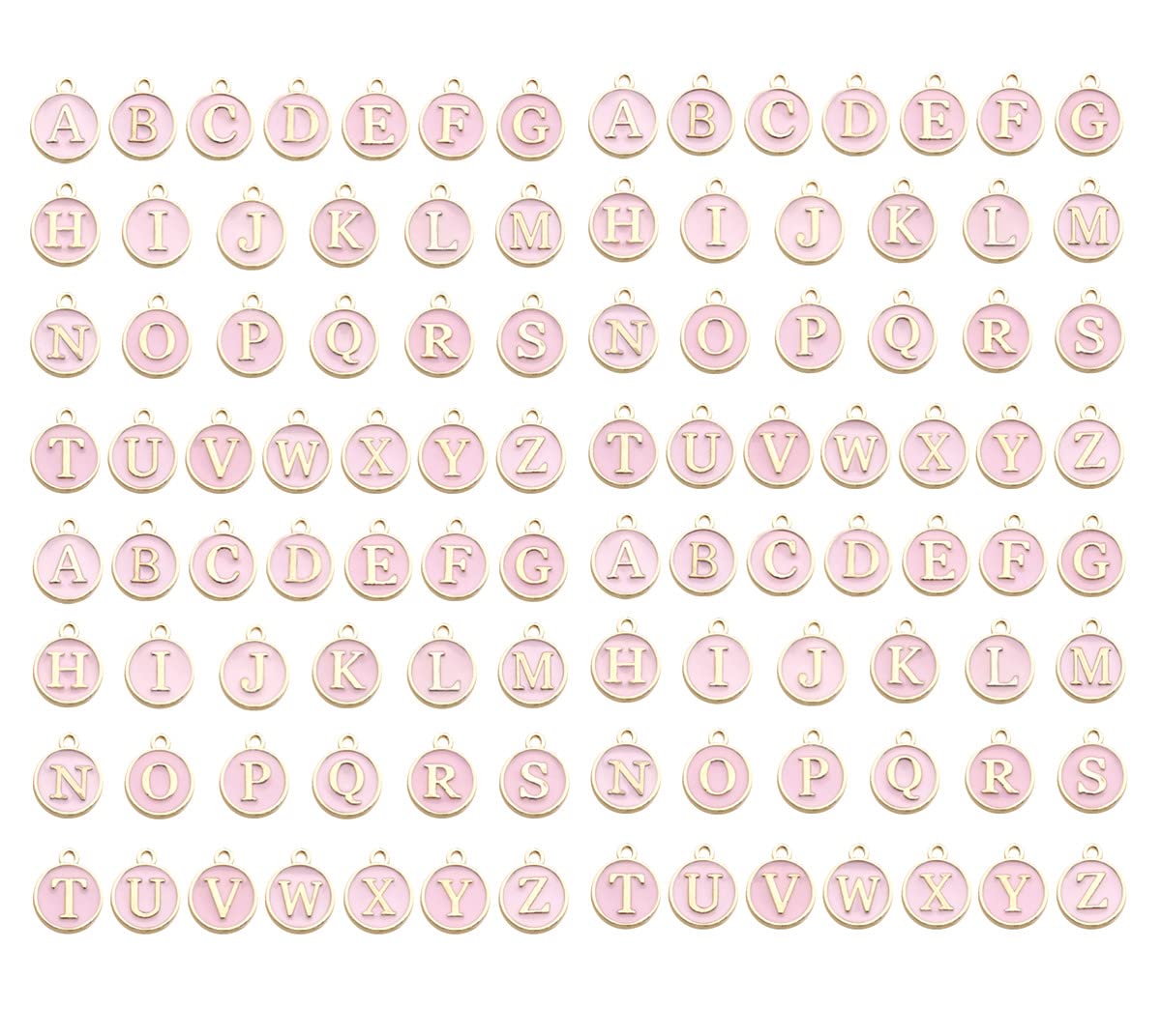 Zhiheng 104 Pack Alphatbet Enamel Charms A-Z Letter Initial Double Side Beaded Pendants