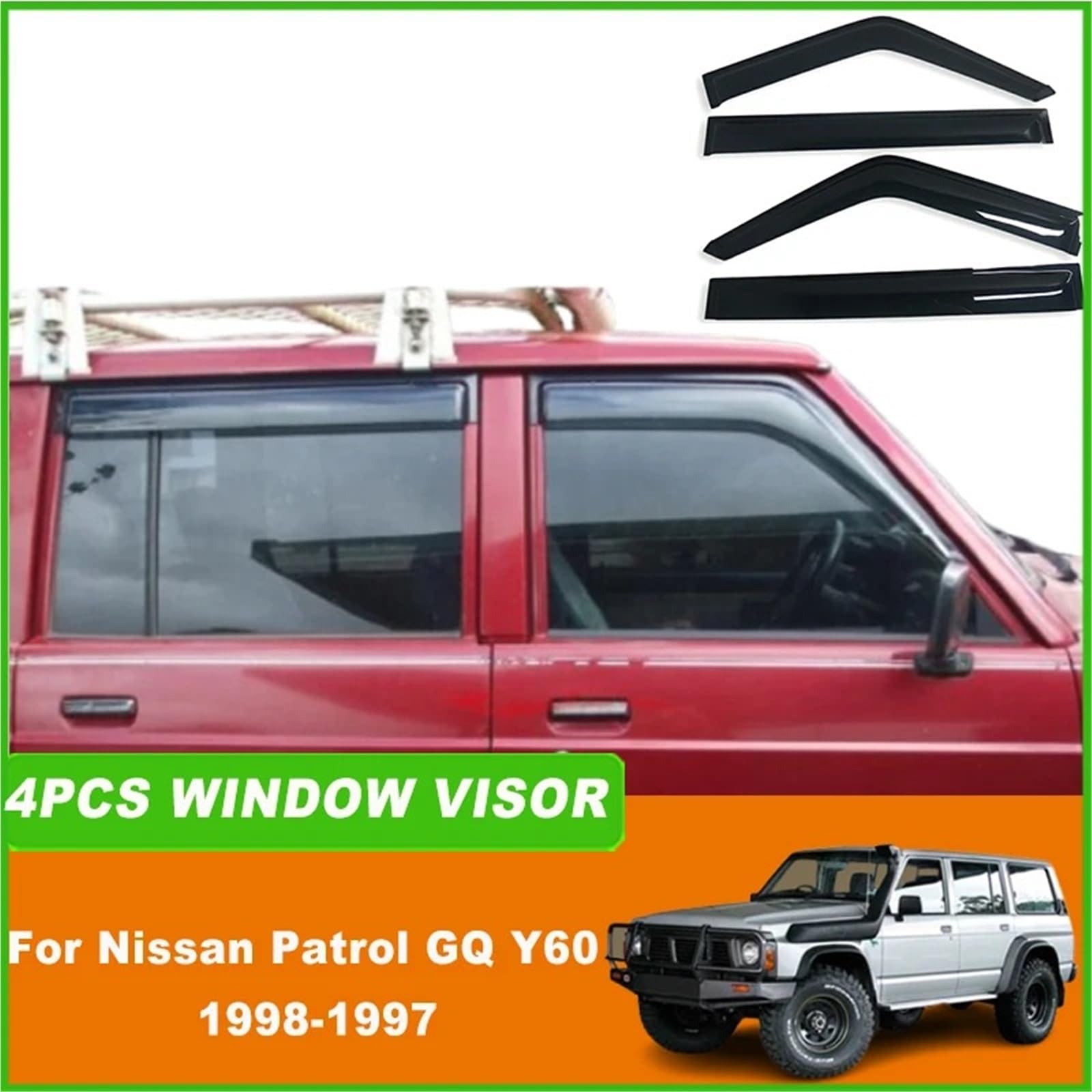 Car Deflektory boczne Pasuje do Nissan Patrol GQ Y60 1988 1989 1990 1991 1992 1993 1994 1995 1996 1997 Osłona samochodu osłona przeciwwietrzna