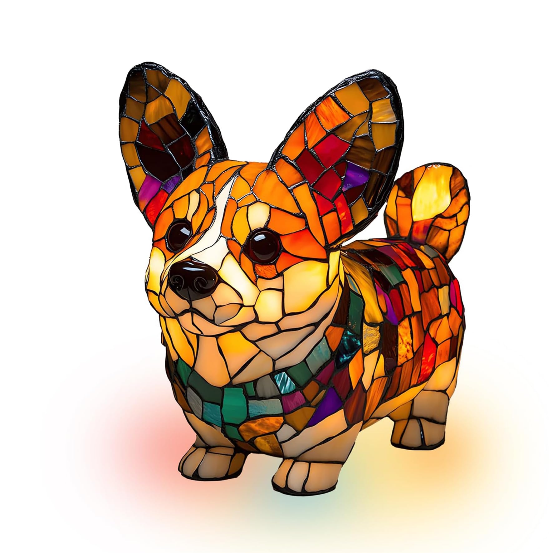 Lampada Corgi, regali Corgi per gli amanti di Corgi, luce notturna artistica della serie di cani, luce notturna da tavolo in resina colorata, simpatiche lampade da tavolo a LED a tema cani, con luce