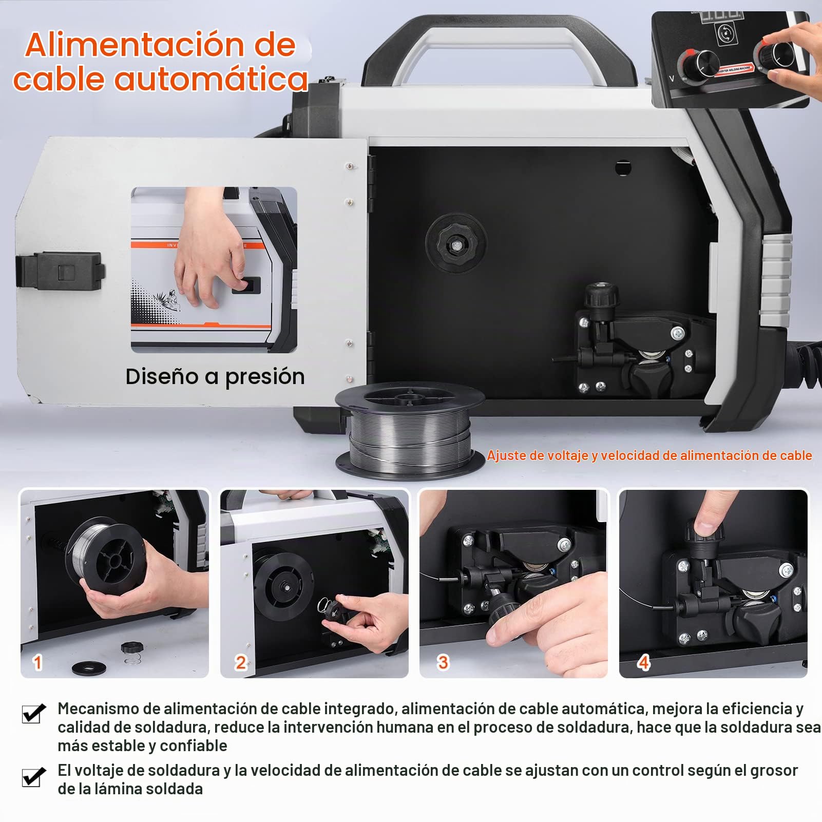 Soldador Inverter, Weytoll Soldadores 4 en 1 MIG MMA MAG TIG-160C, Máquina de Soldadura Eléctrica Portátil Multipropósito, Soldadores Inteligentes
